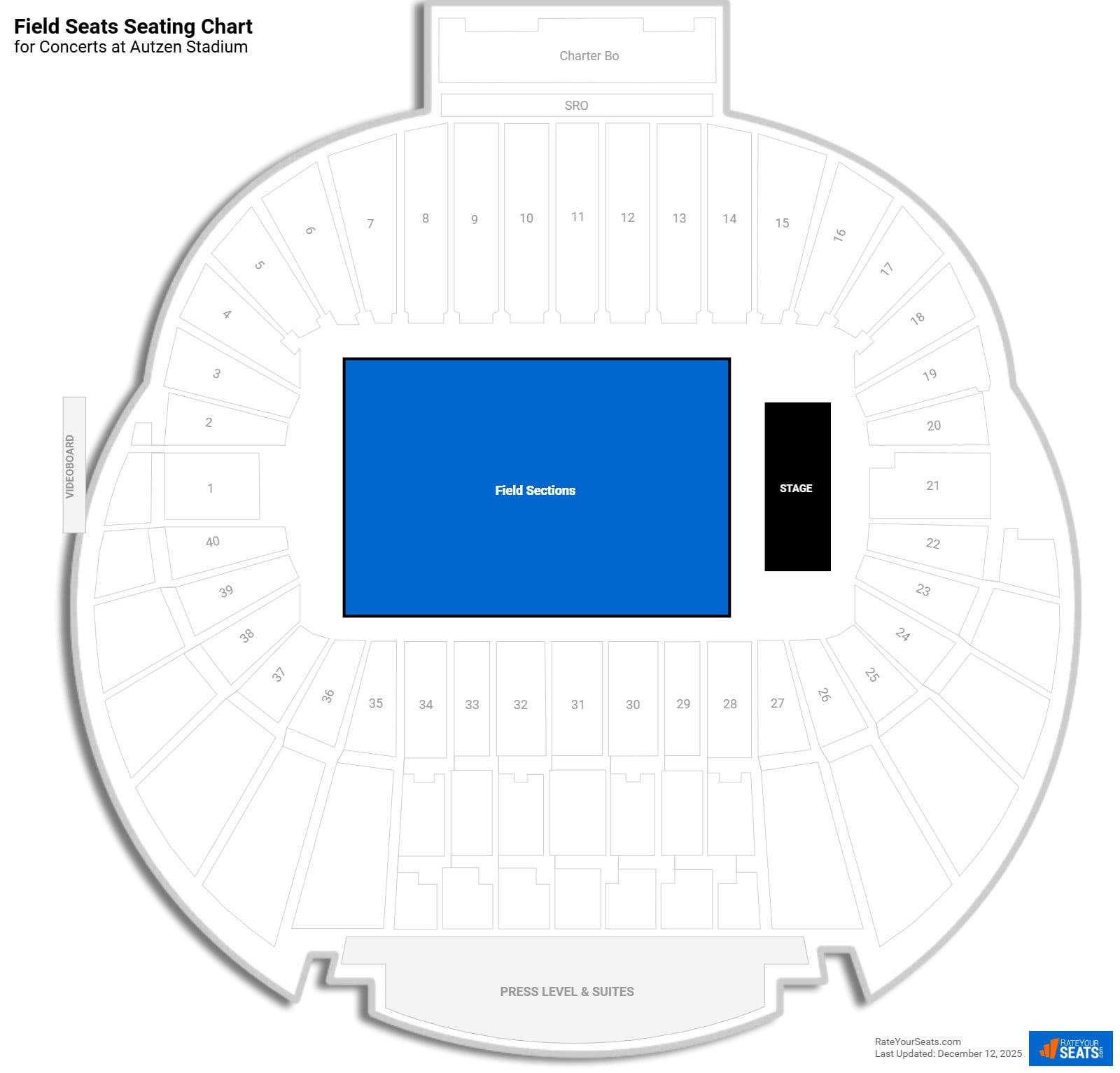 click to enlarge Concert Field Seats Seating Chart at Autzen Stadium