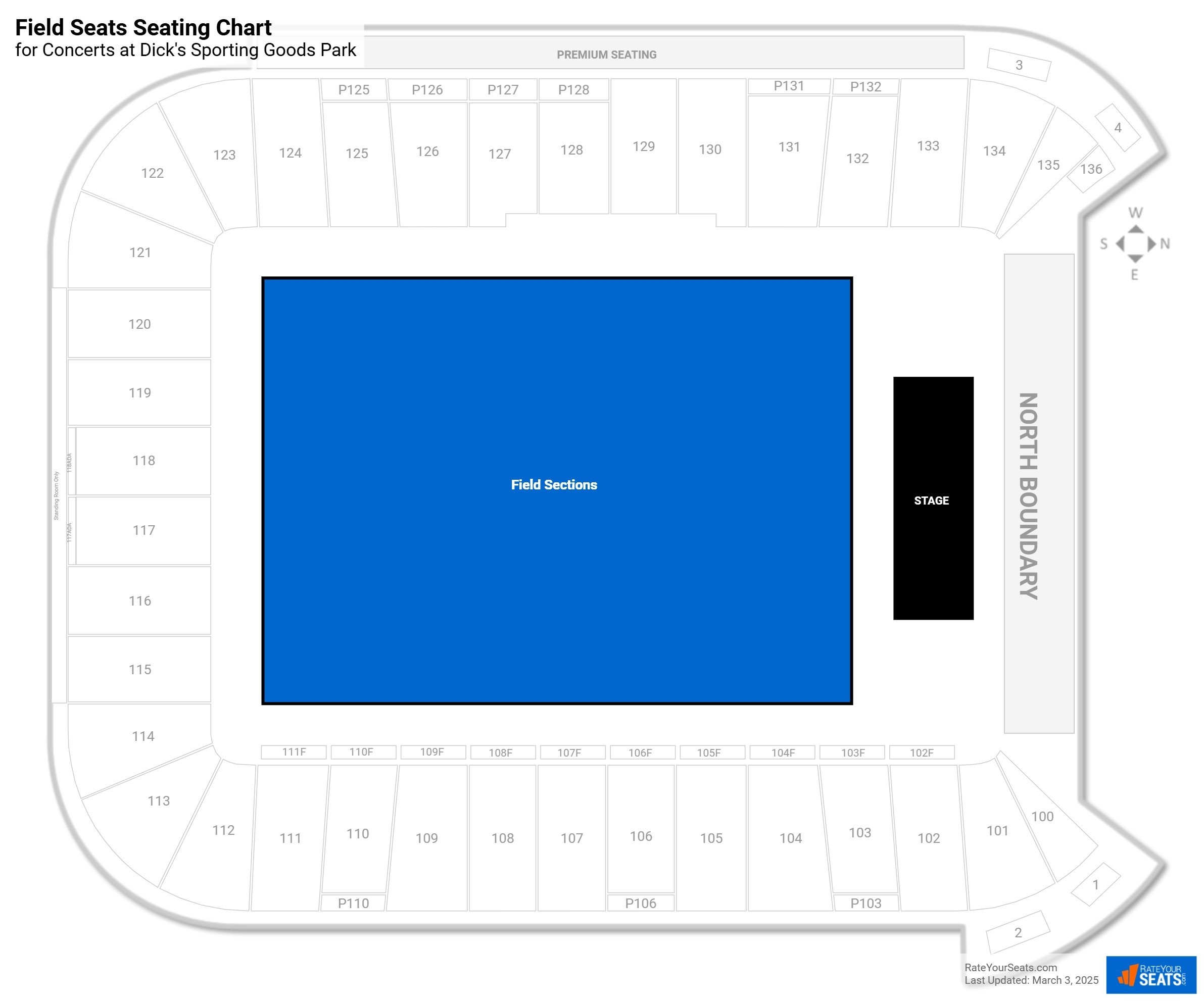 click to enlarge Concert Field Seats Seating Chart at Dick