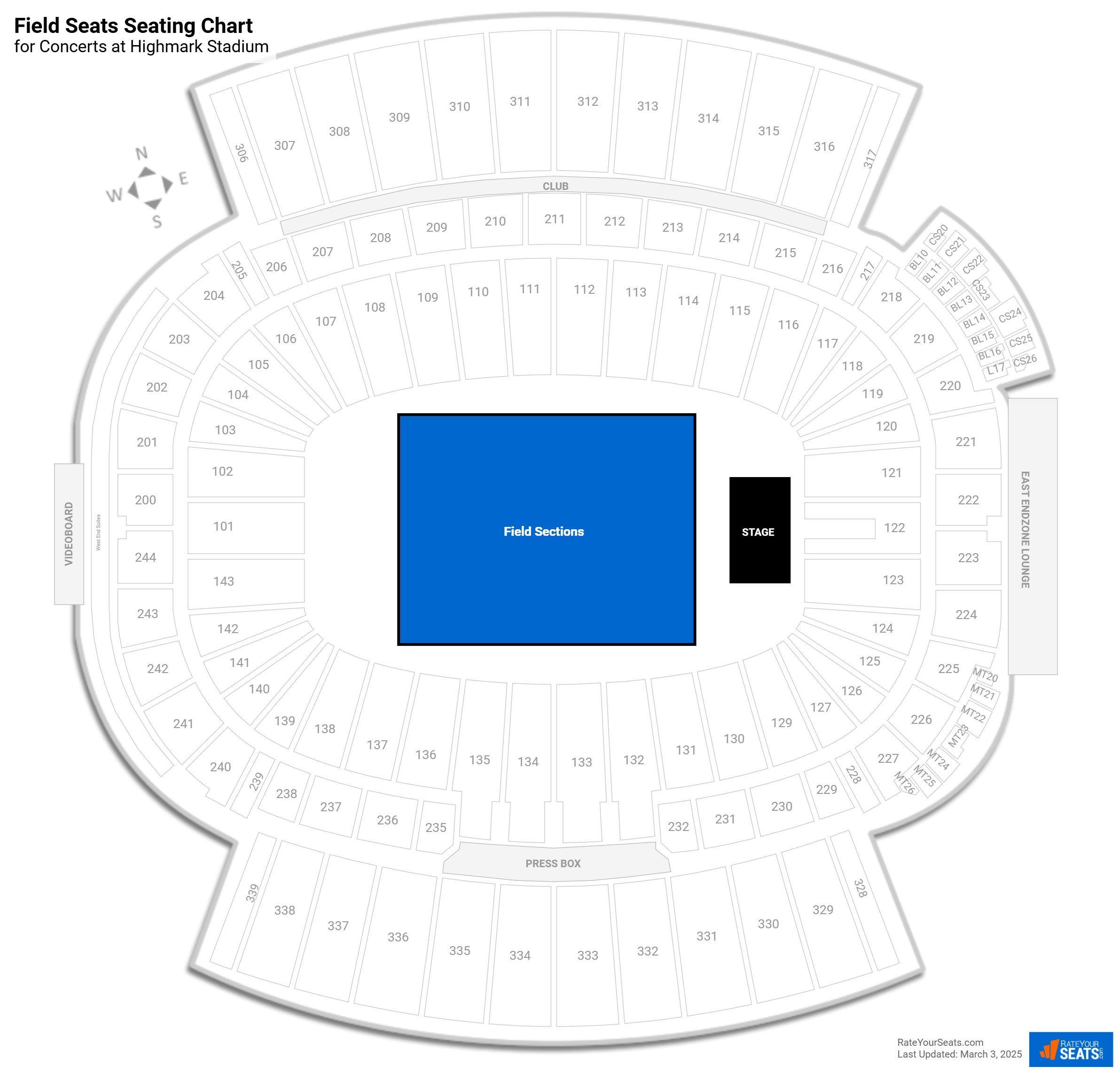 click to enlarge Concert Field Seats Seating Chart at Highmark Stadium