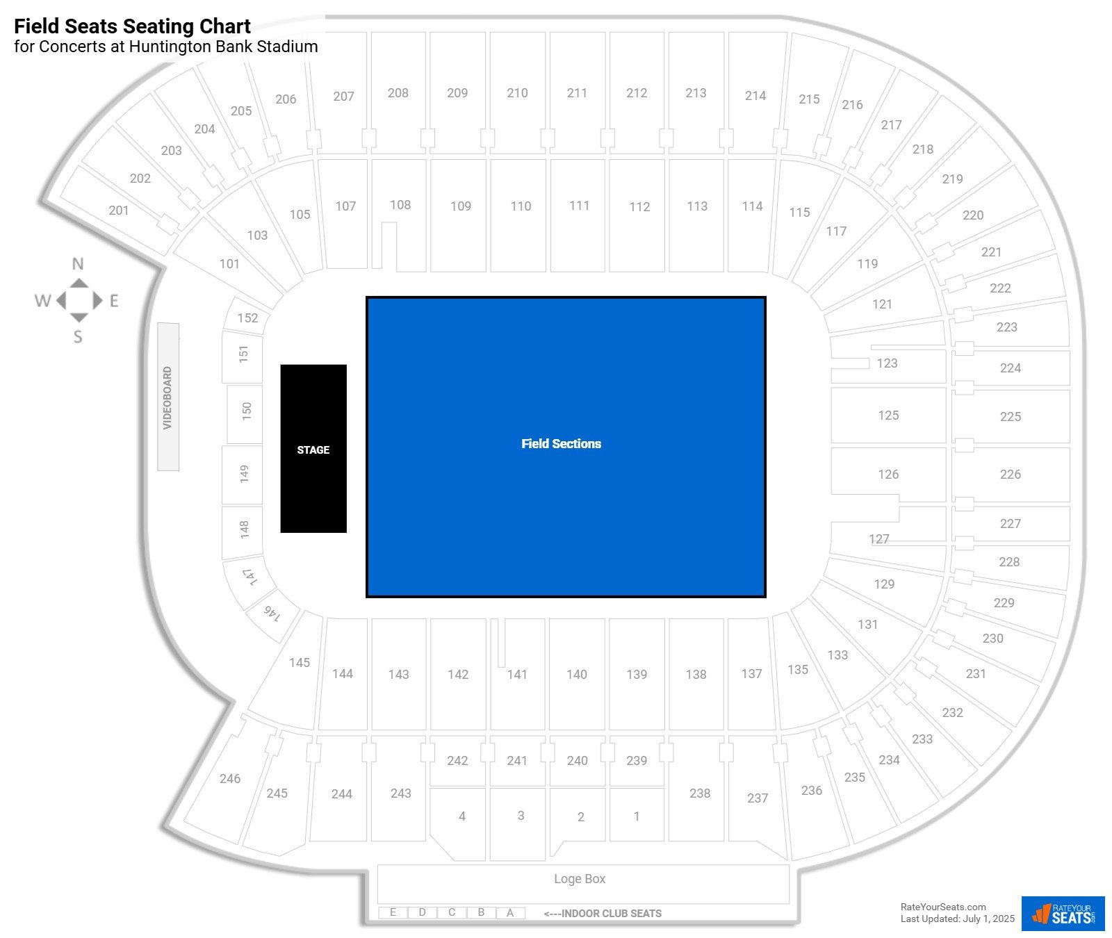 click to enlarge Concert Field Seats Seating Chart at Huntington Bank Stadium