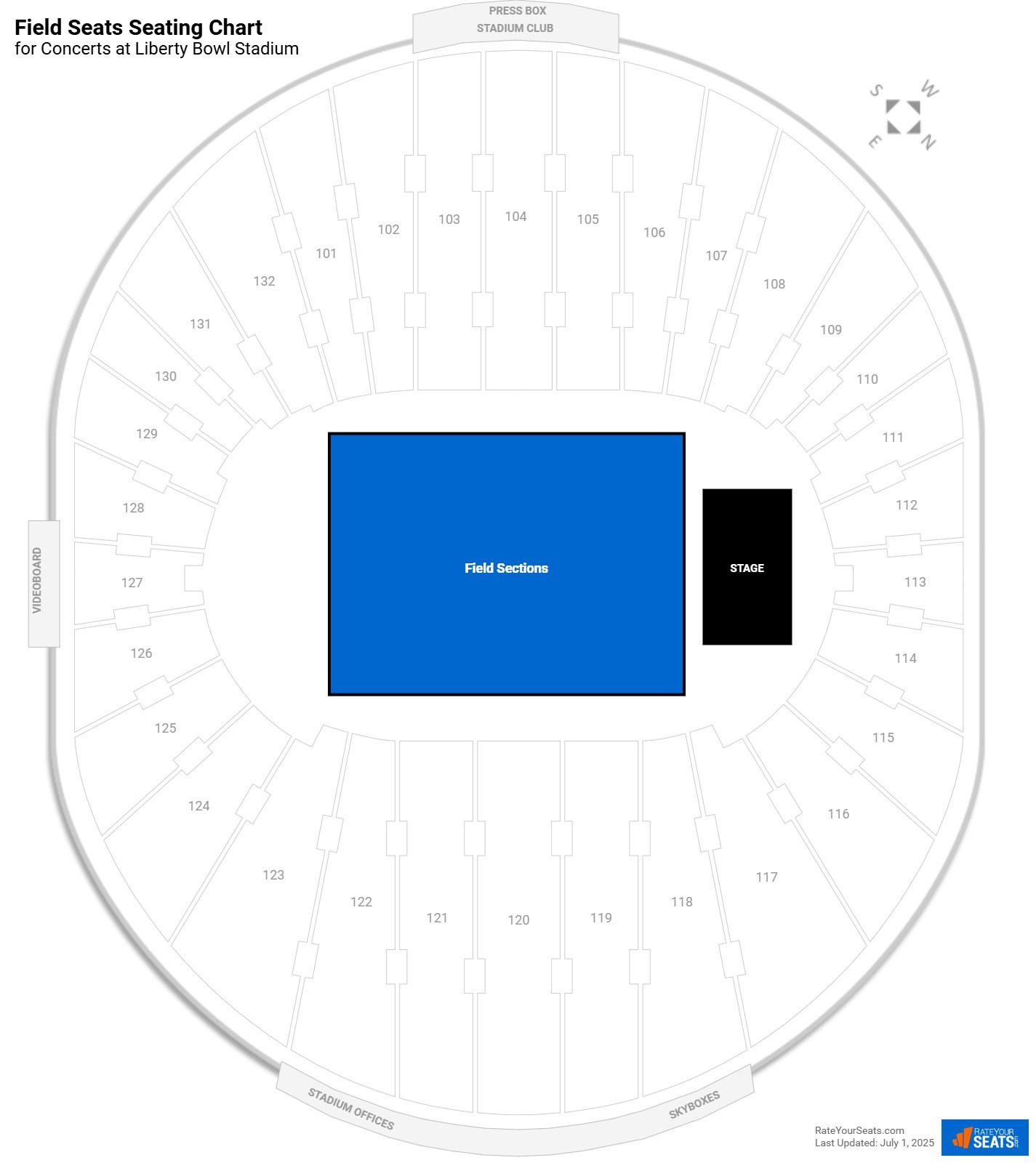 click to enlarge Concert Field Seats Seating Chart at Simmons Bank Liberty Stadium