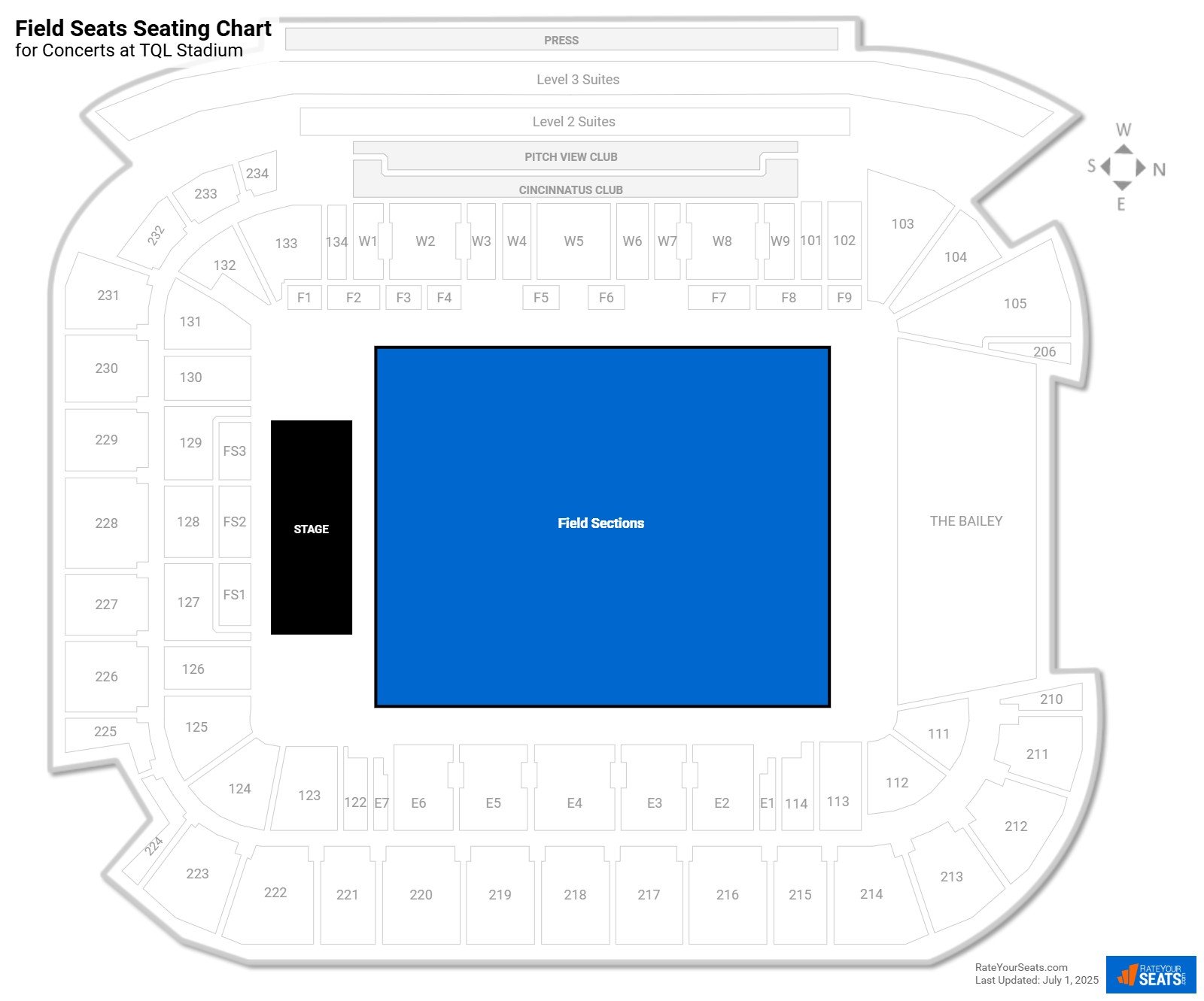 click to enlarge Concert Field Seats Seating Chart at TQL Stadium