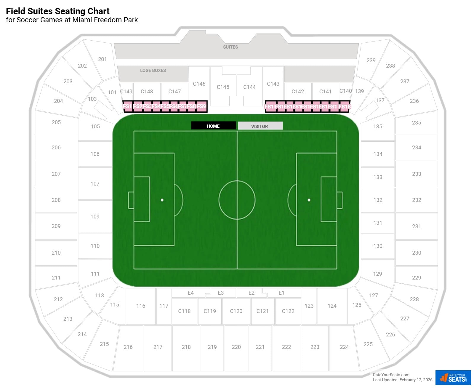 click to enlarge Soccer Field Suites Seating Chart at Nu Stadium