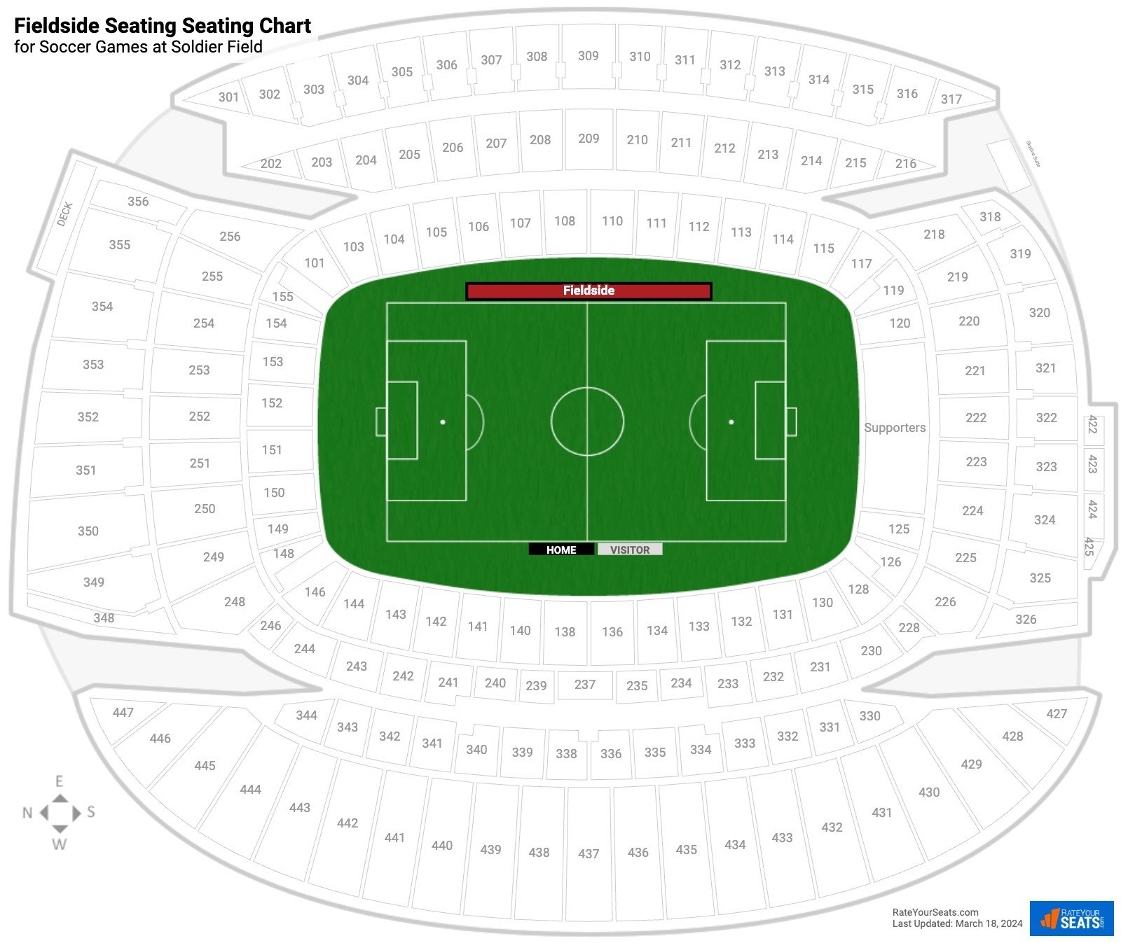 Soccer Fieldside Seating Seating Chart at Soldier Field