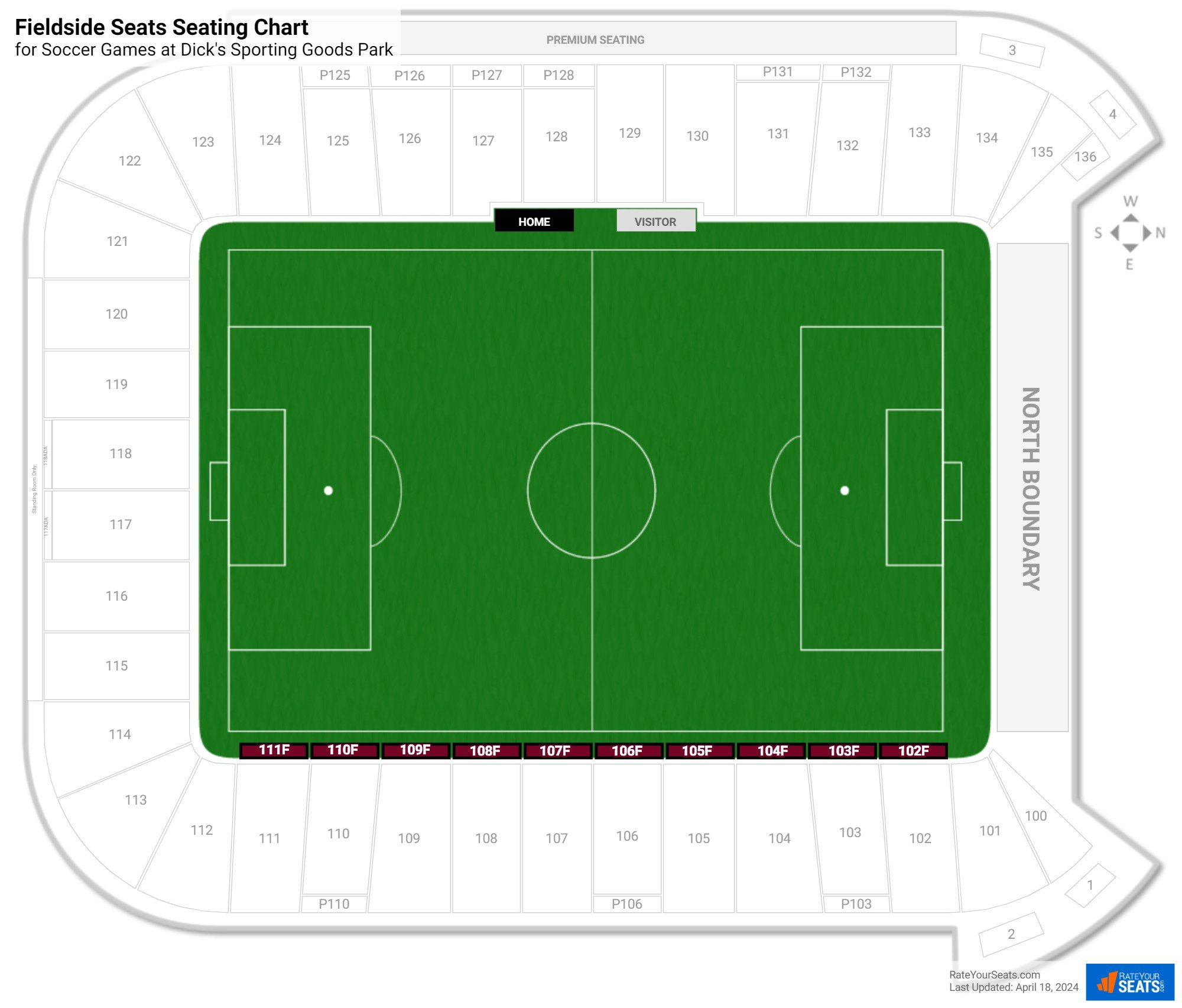 Soccer Fieldside Seats Seating Chart at Dick