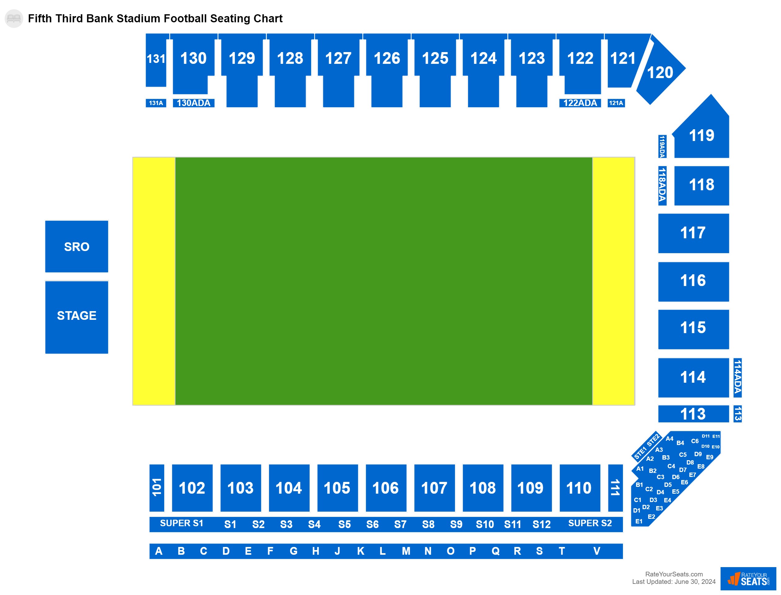 Interactive seating chart Football seating chart at Fifth Third Bank Stadium