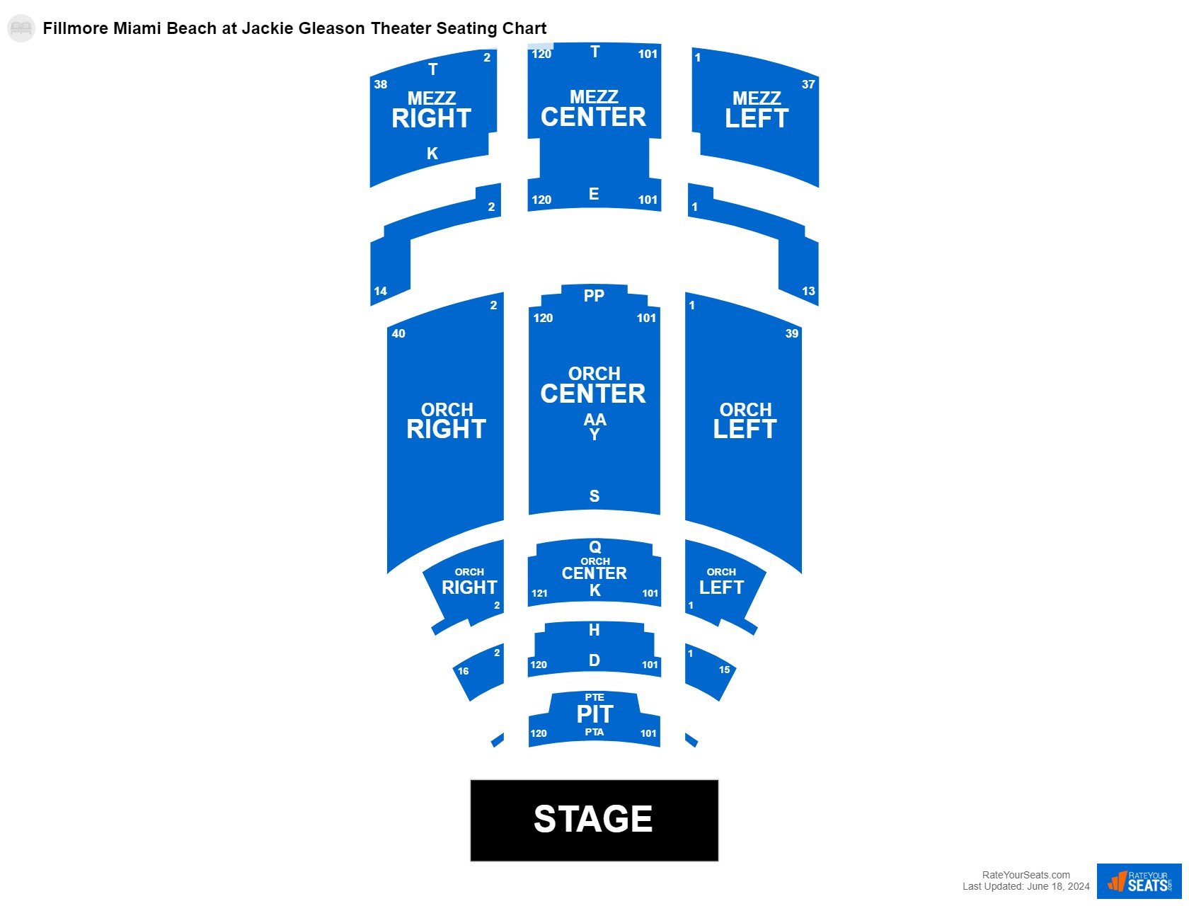 Comedy seating chart at Fillmore Miami Beach at Jackie Gleason Theater