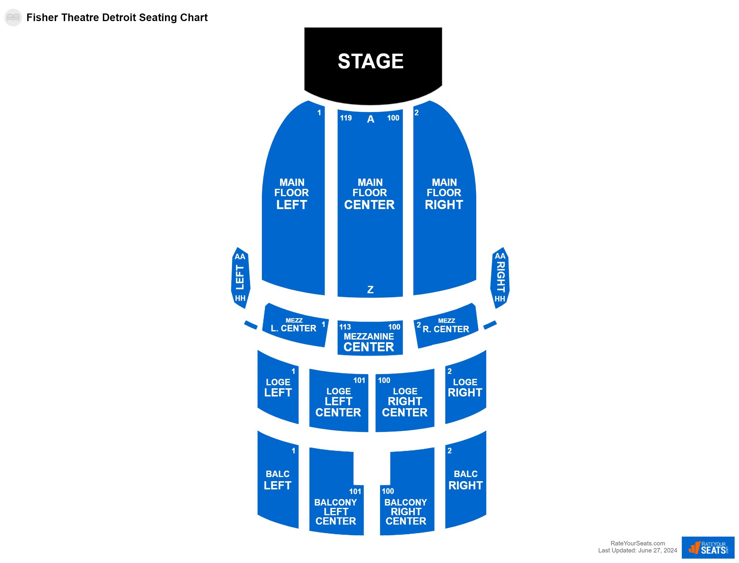 Interactive seating chart Comedy seating chart at Fisher Theatre Detroit