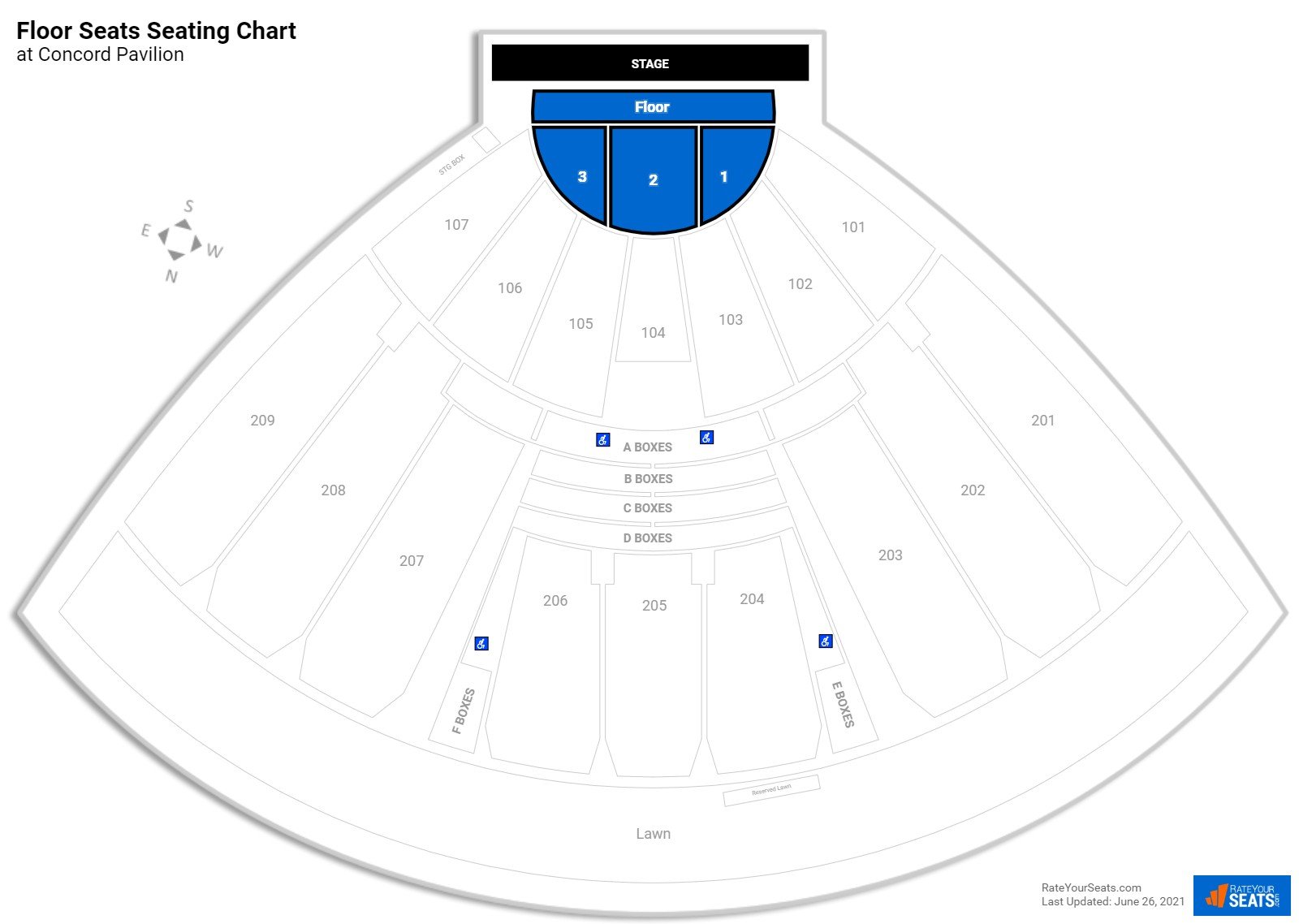 Concert Floor Seats Seating Chart at Concord Pavilion