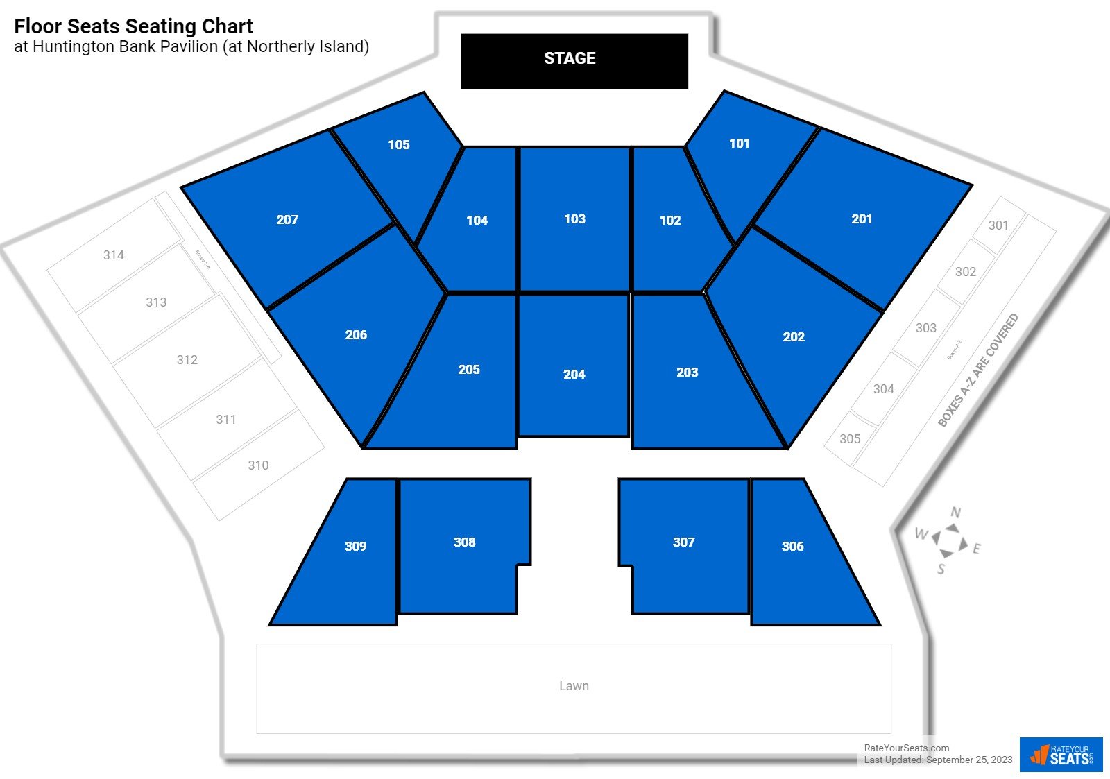 Concert Floor Seats Seating Chart at Huntington Bank Pavilion (at Northerly Island)