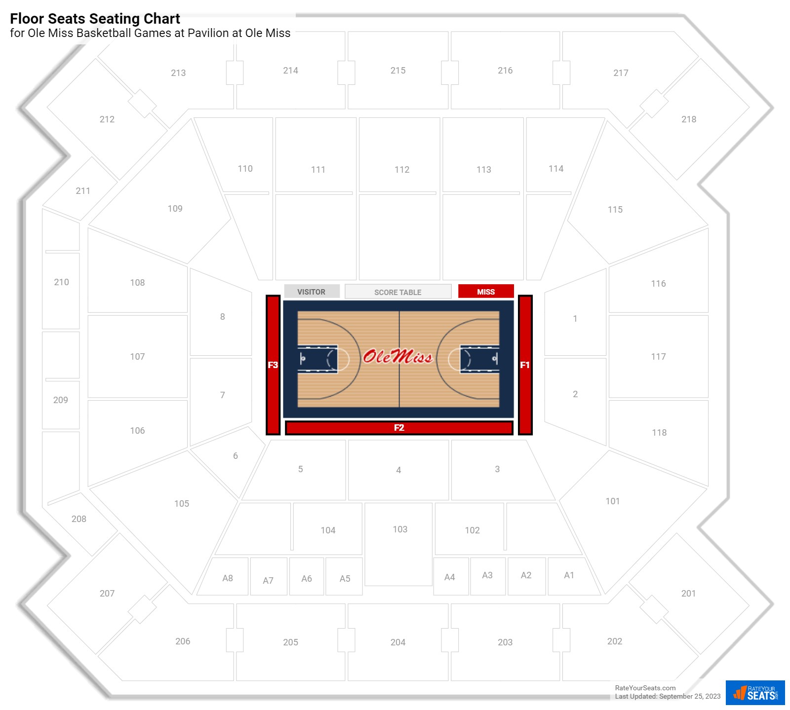 click to enlarge Ole Miss Floor Seats Seating Chart at Pavilion at Ole Miss