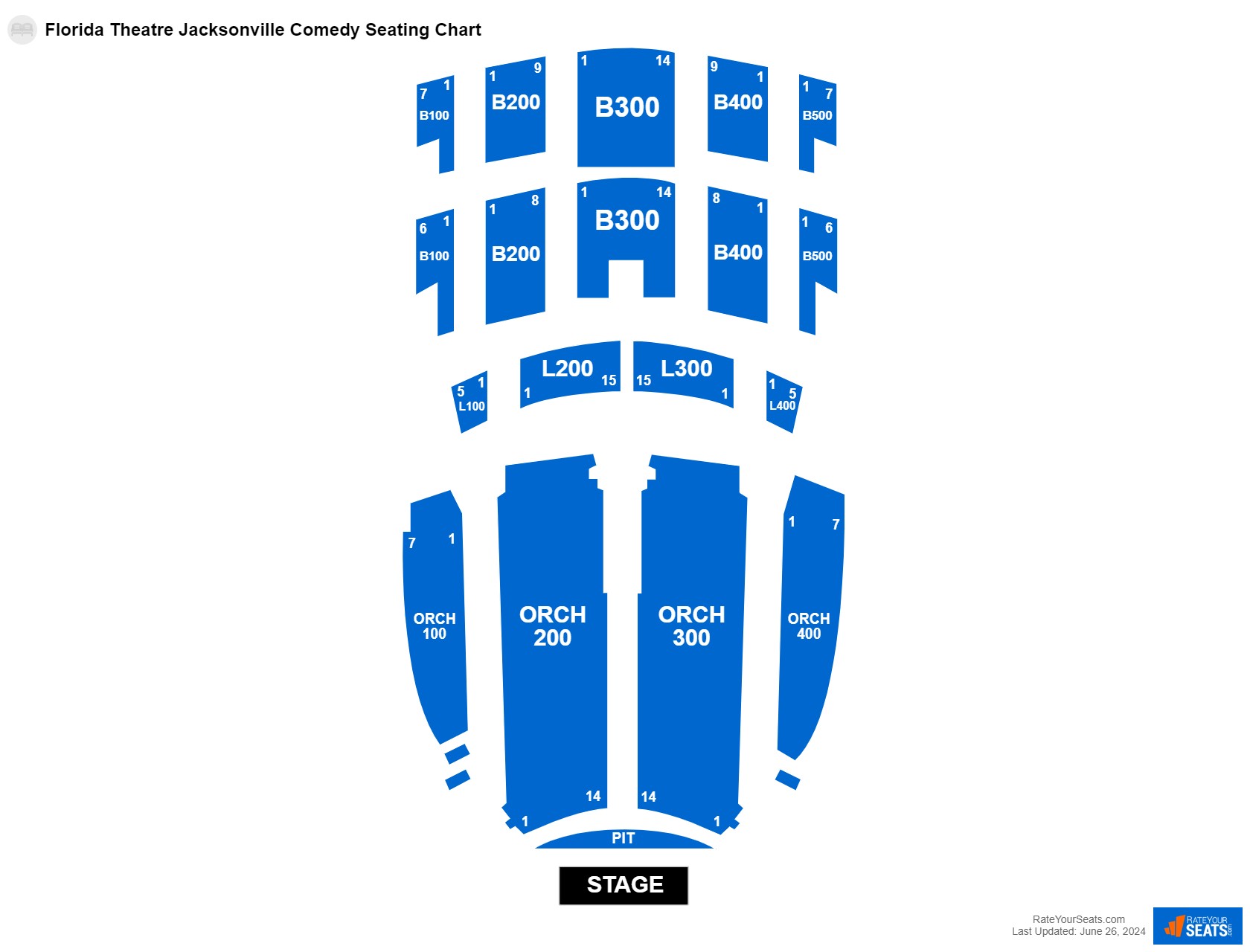 Interactive seating chart Comedy seating chart at Florida Theatre Jacksonville