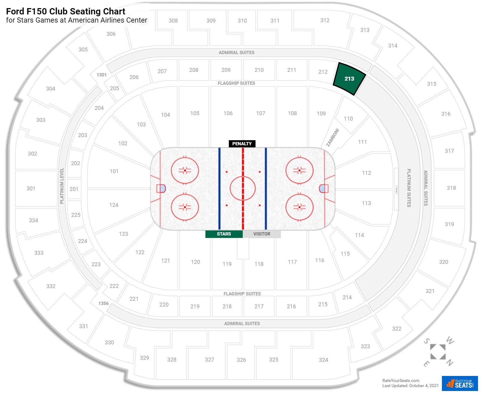 click to enlarge Stars Ford F150 Club Seating Chart at American Airlines Center