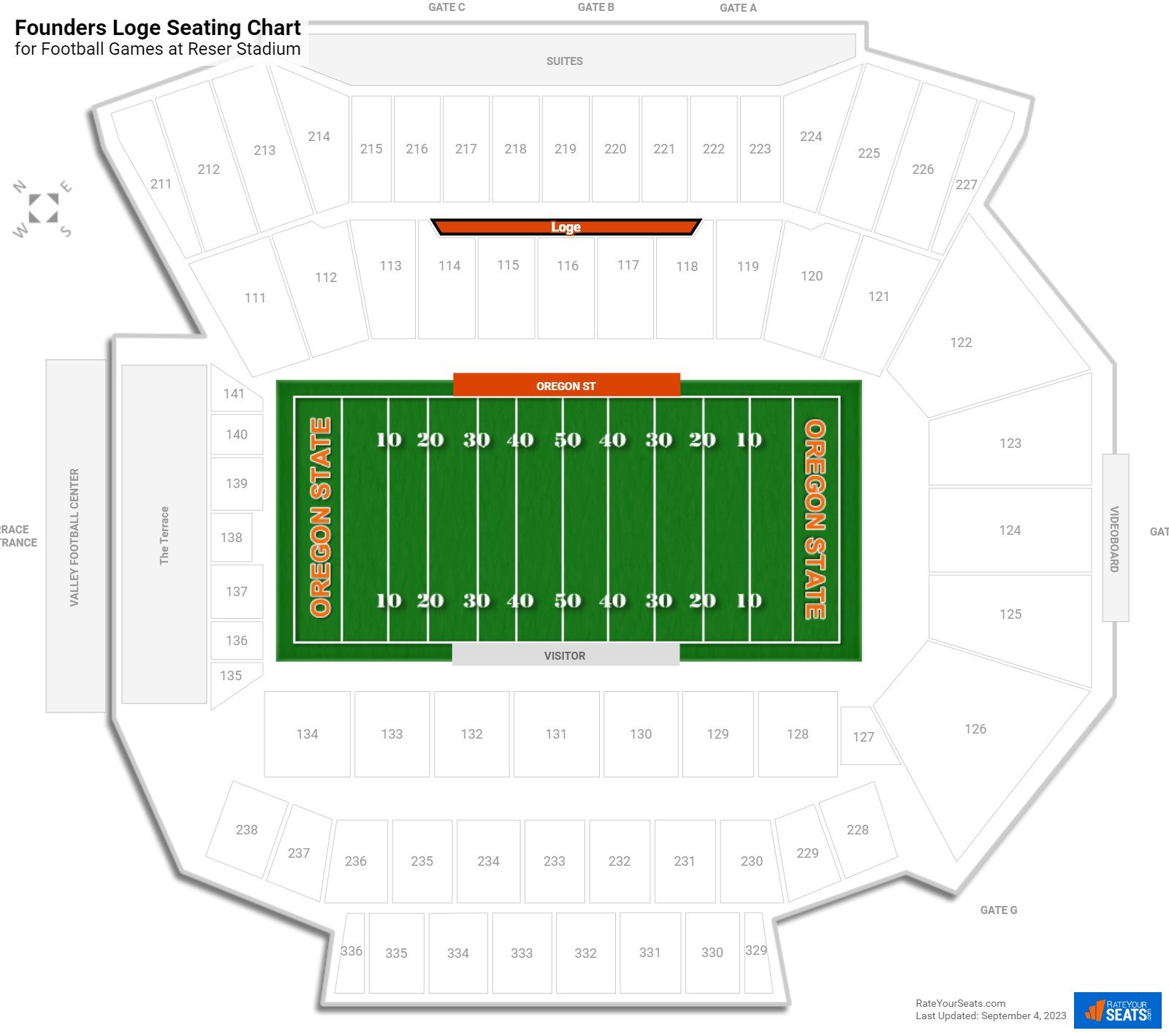 click to enlarge Football Founders Loge Seating Chart at Reser Stadium