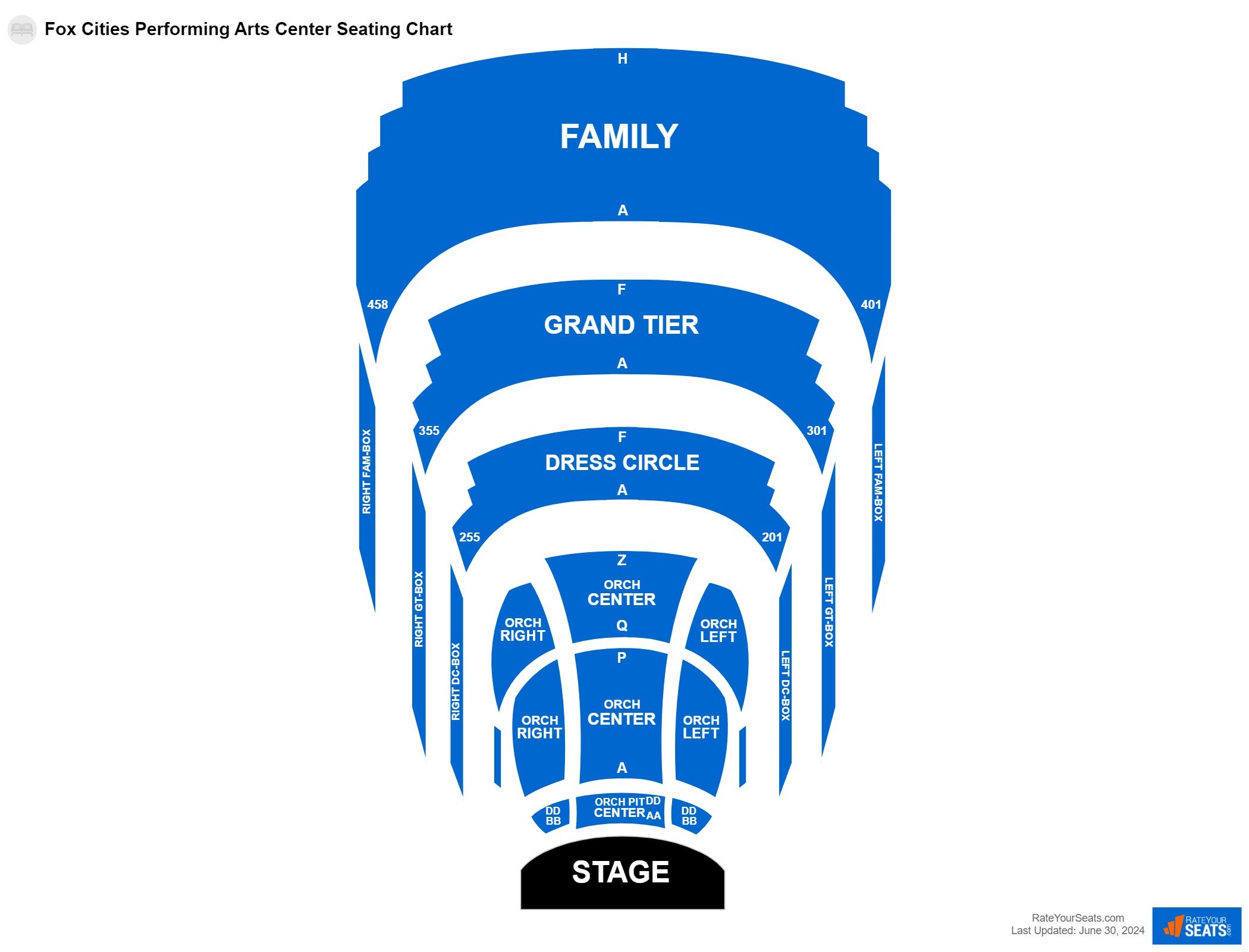Interactive seating chart Comedy seating chart at Fox Cities Performing Arts Center