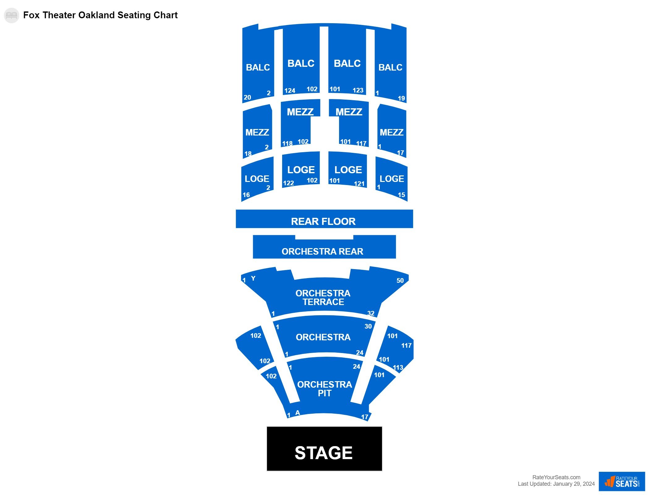 Interactive seating chart Comedy seating chart at Fox Theater Oakland