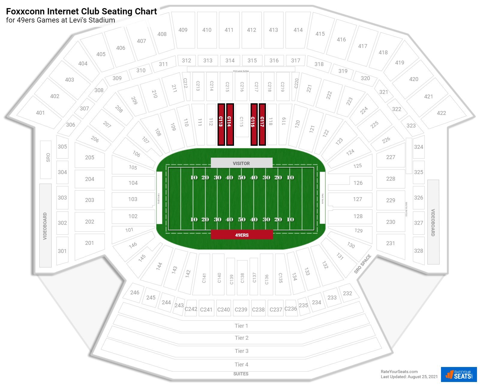 49ers Foxxconn Internet Club Seating Chart at Levi