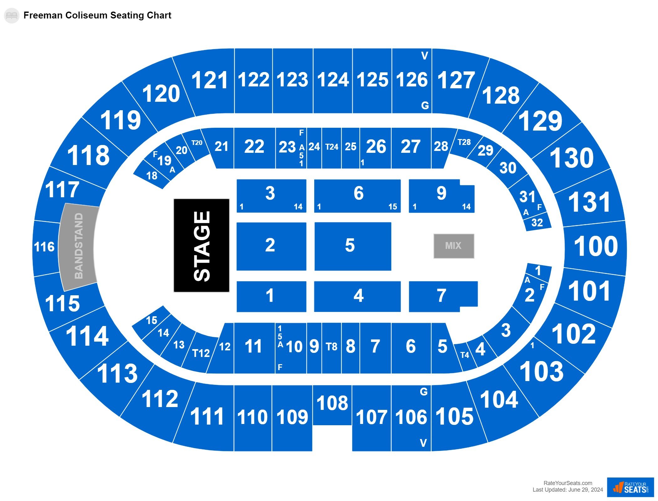 Interactive seating chart Comedy seating chart at Freeman Coliseum