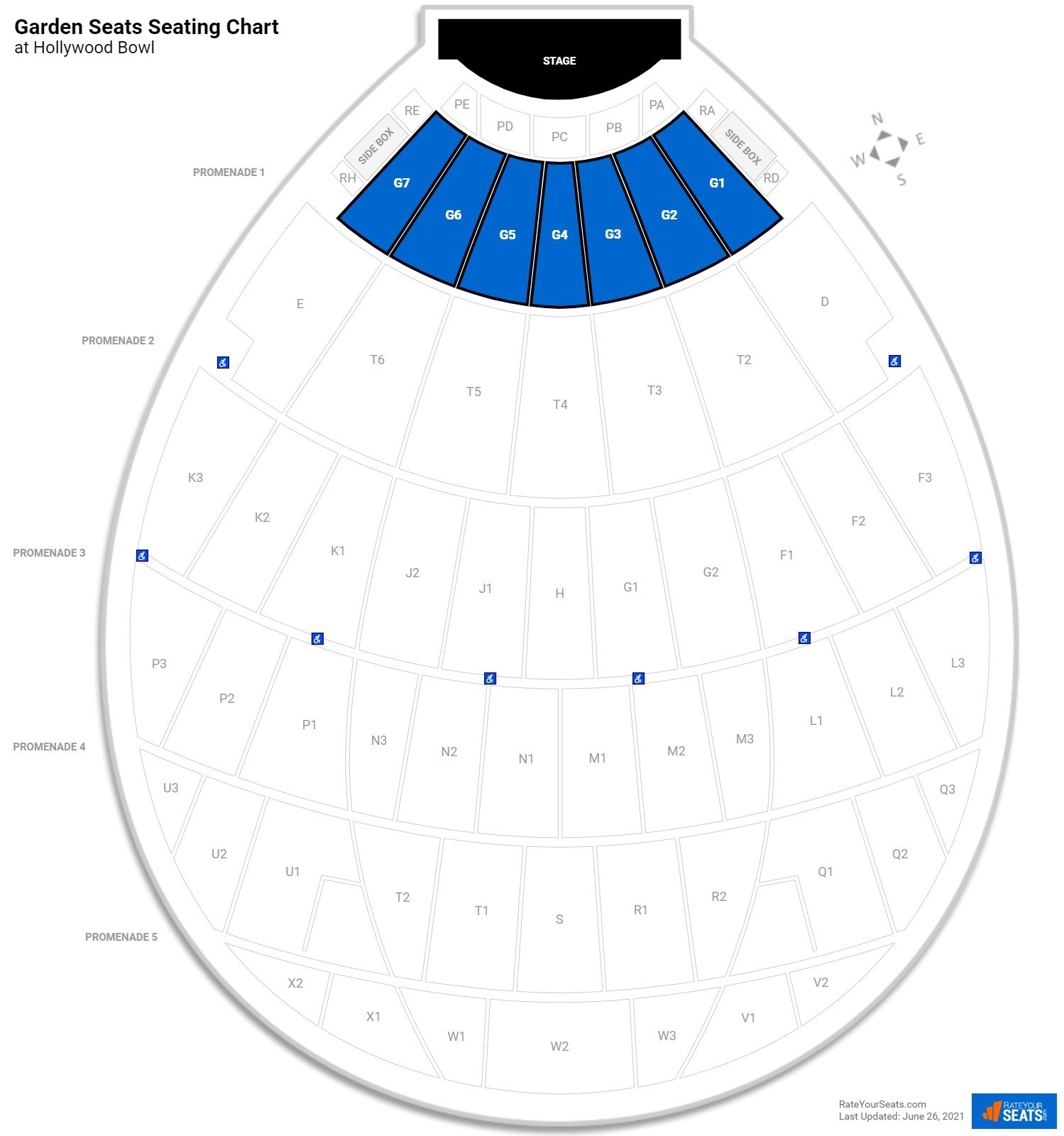 Concert Garden Seats Seating Chart at Hollywood Bowl