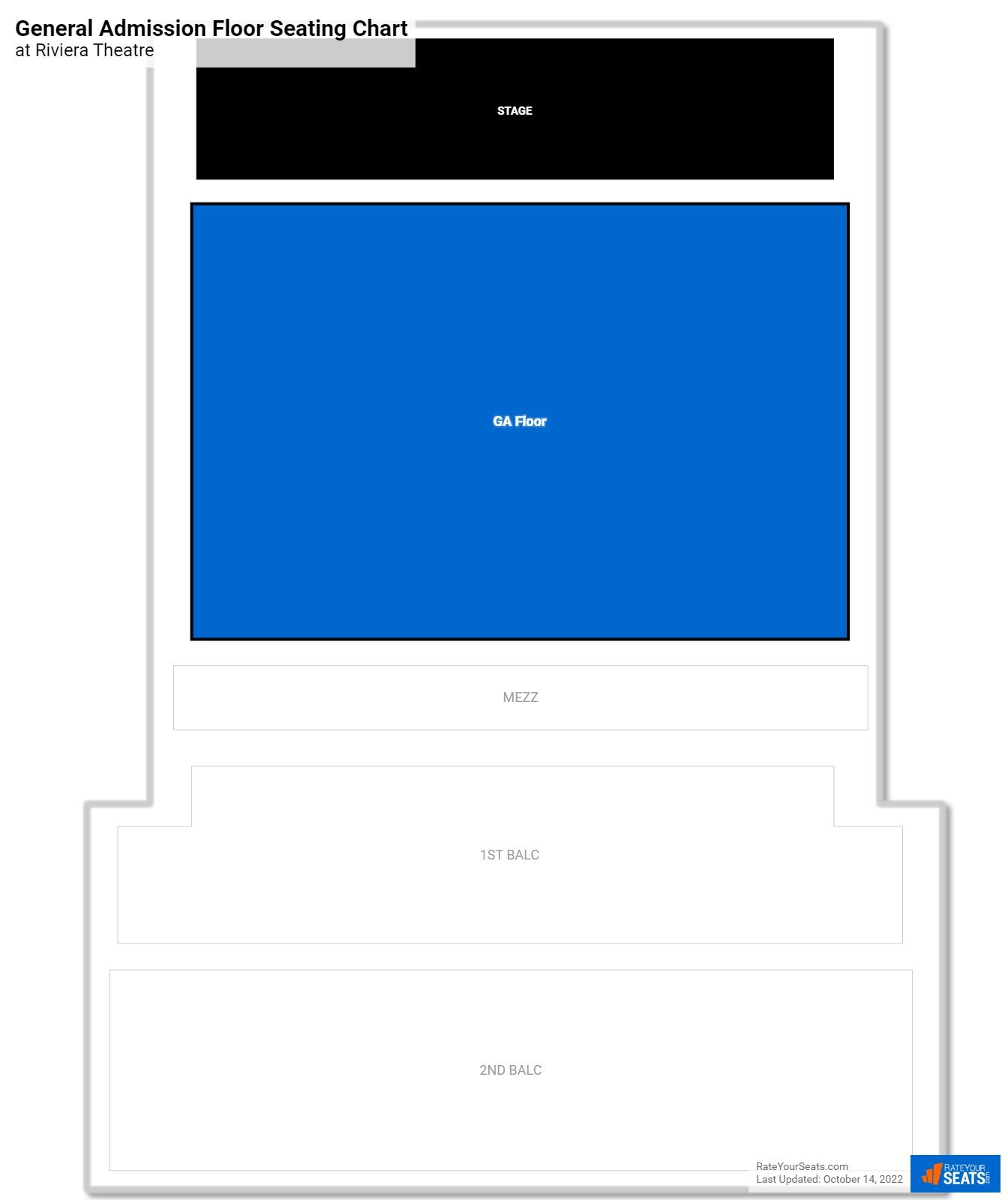 click to enlarge Concert General Admission Floor Seating Chart at Riviera Theatre