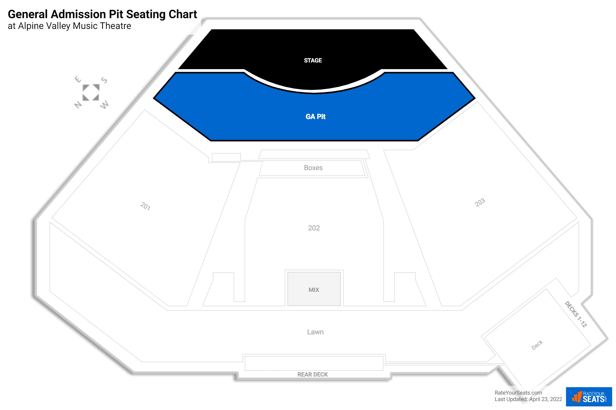 click to enlarge Concert General Admission Pit Seating Chart at Alpine Valley Music Theatre