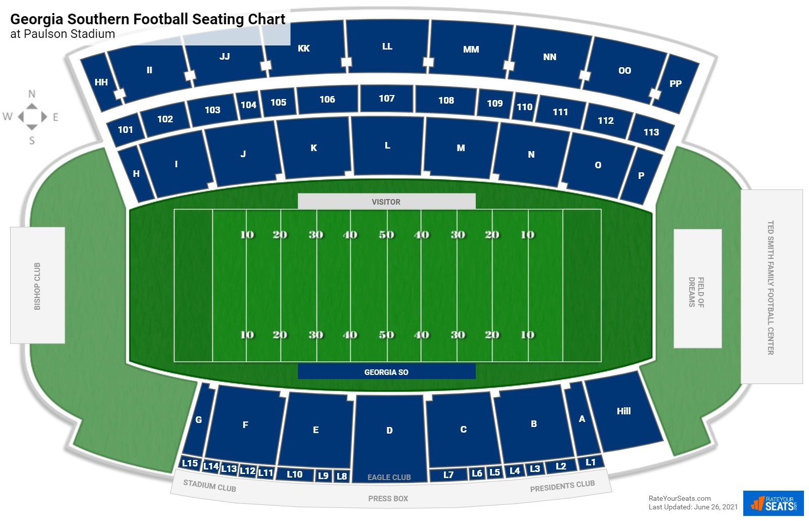 Georgia Southern Eagles Seating Chart at Paulson Stadium