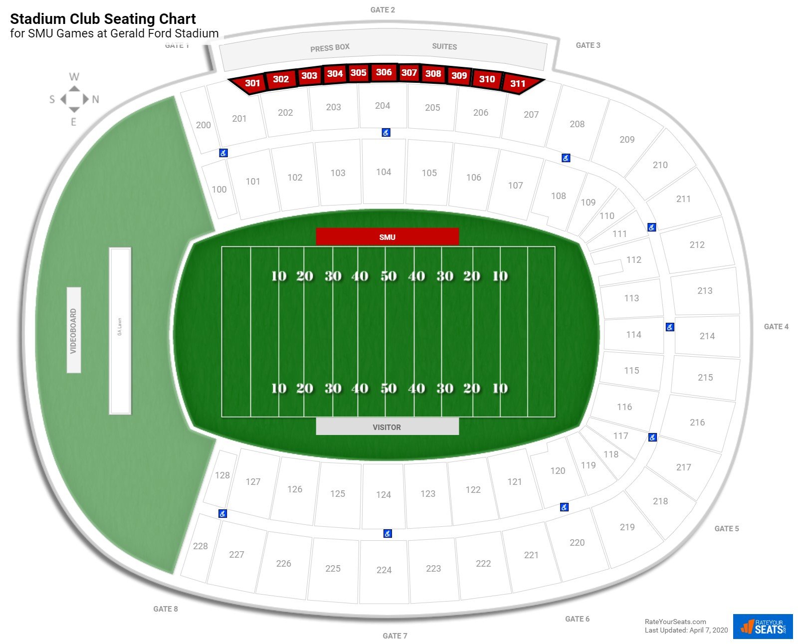 gerald ford stadium smu seating guide rateyourseats com smu ford stadium seating chart
