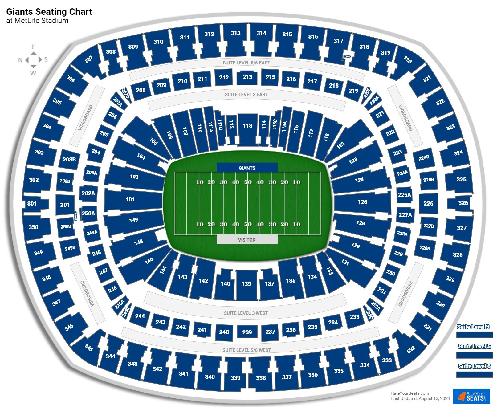 New York Giants Seating Chart at MetLife Stadium
