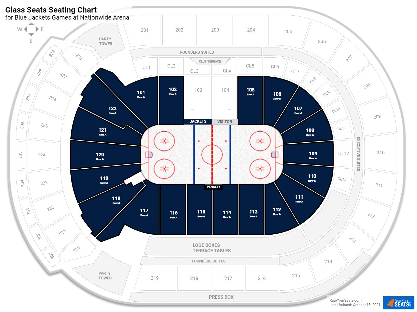 Blue Jackets Glass Seats Seating Chart at Nationwide Arena