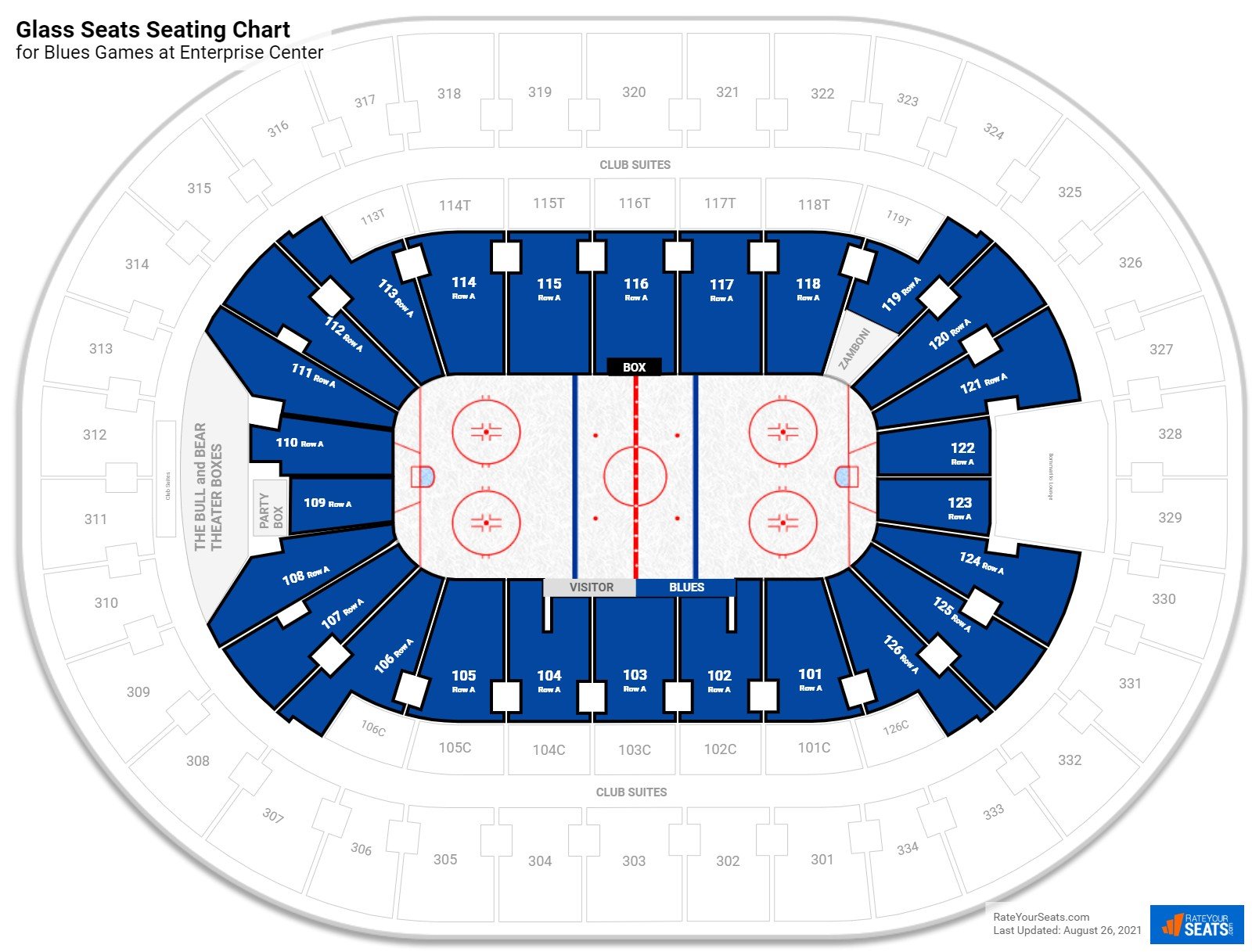Blues Glass Seats Seating Chart at Enterprise Center
