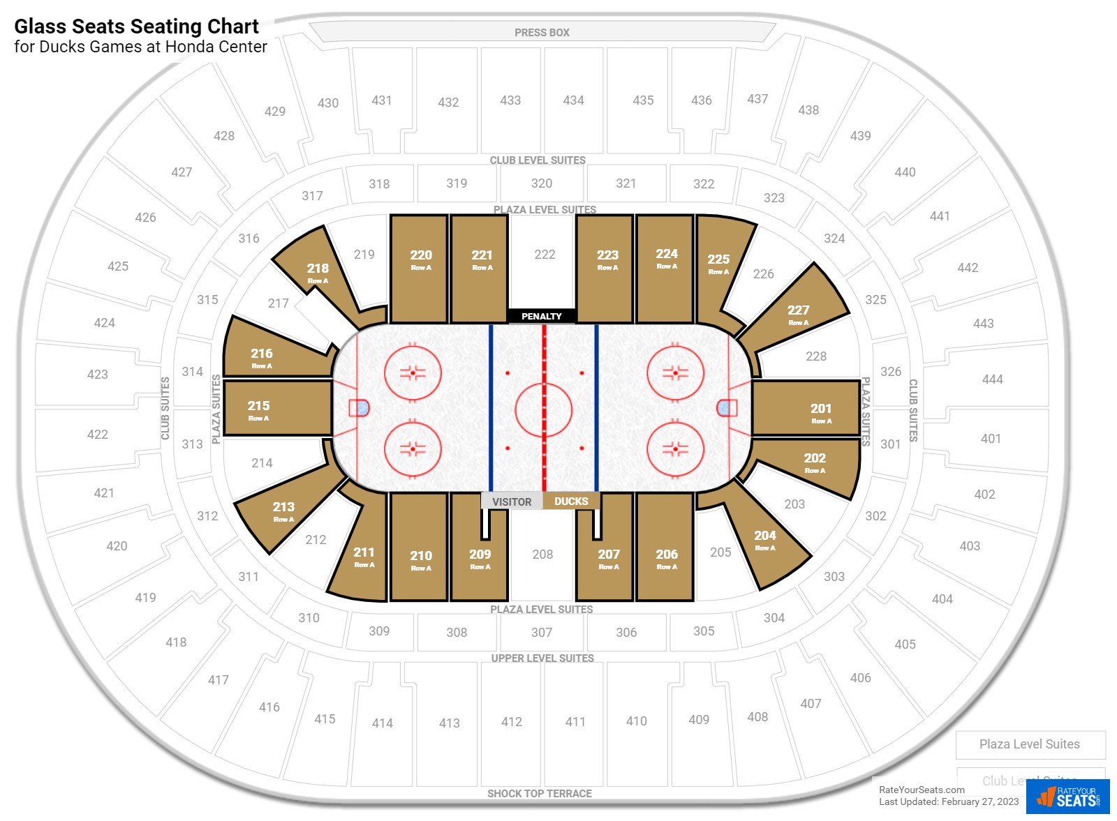 Ducks Glass Seats Seating Chart at Honda Center