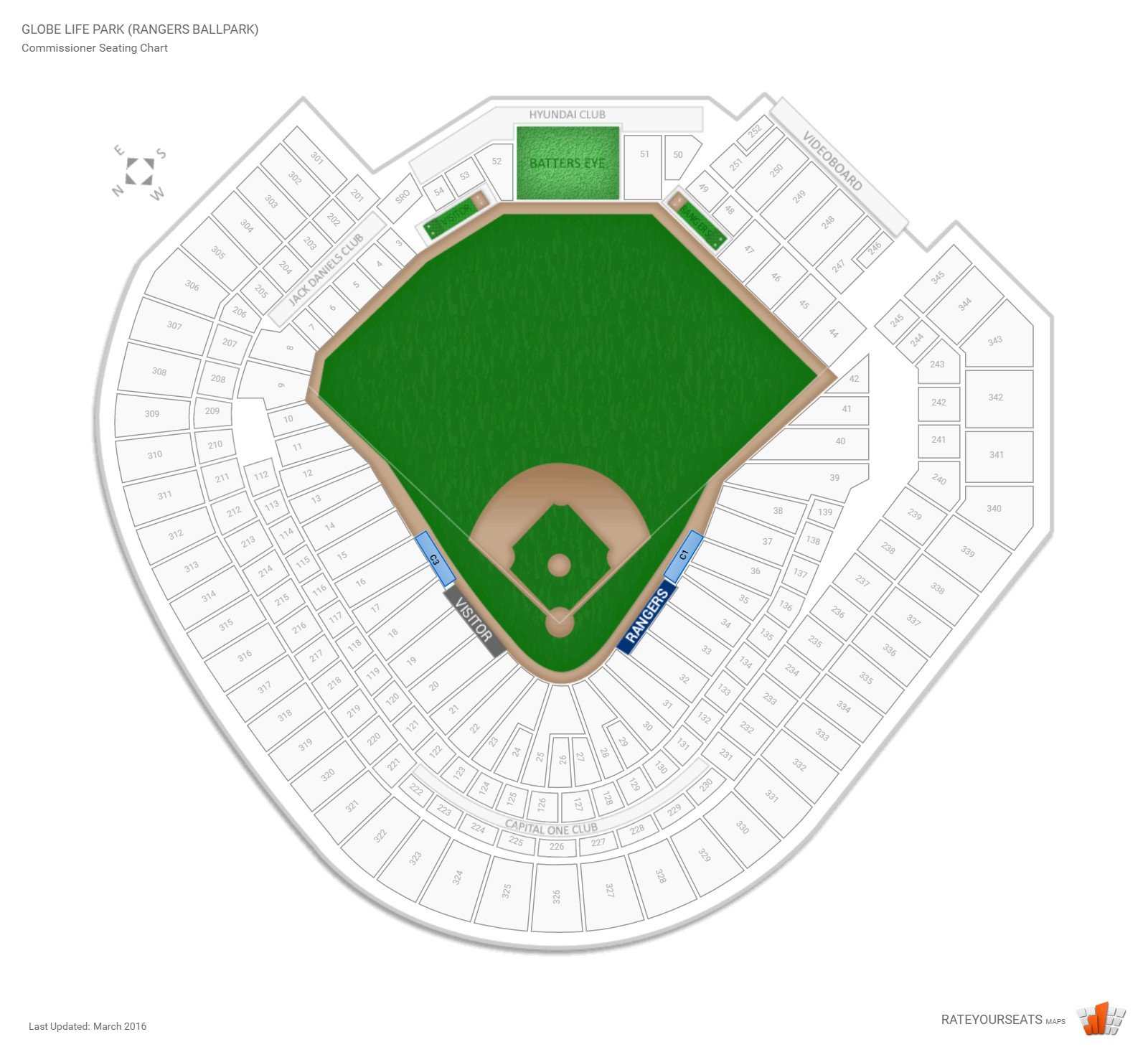 Rangers Ballpark Seating Chart Rows