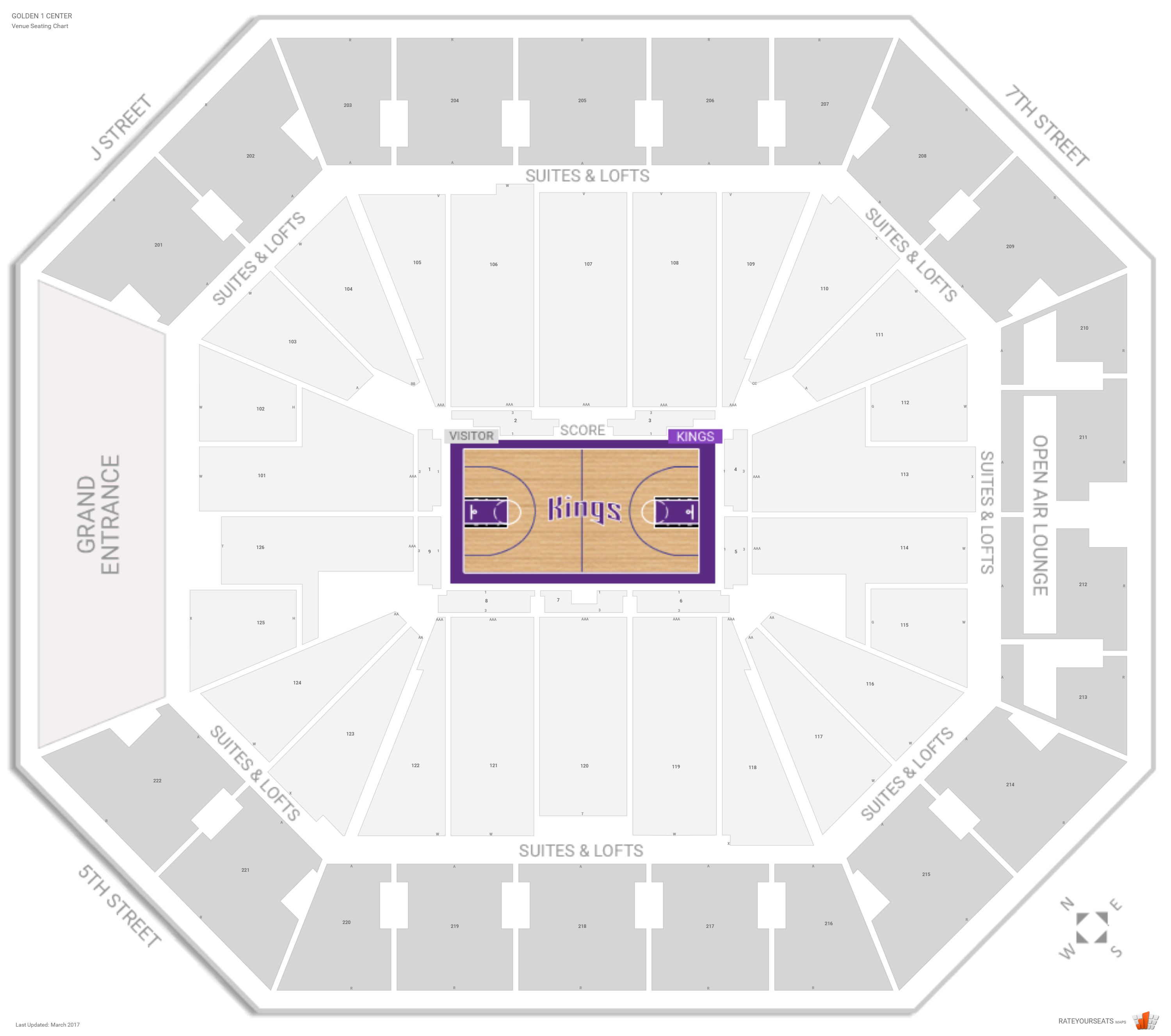 Golden 1 Center Seating Chart With Seat Numbers | Elcho Table