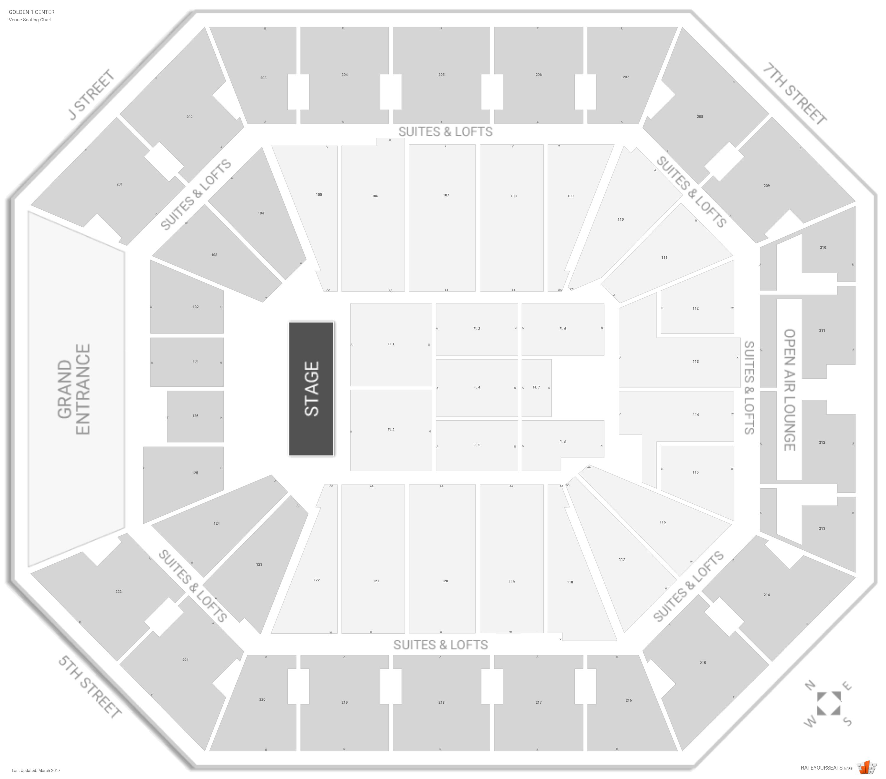 Golden 1 Center Seating Chart With Seat Numbers