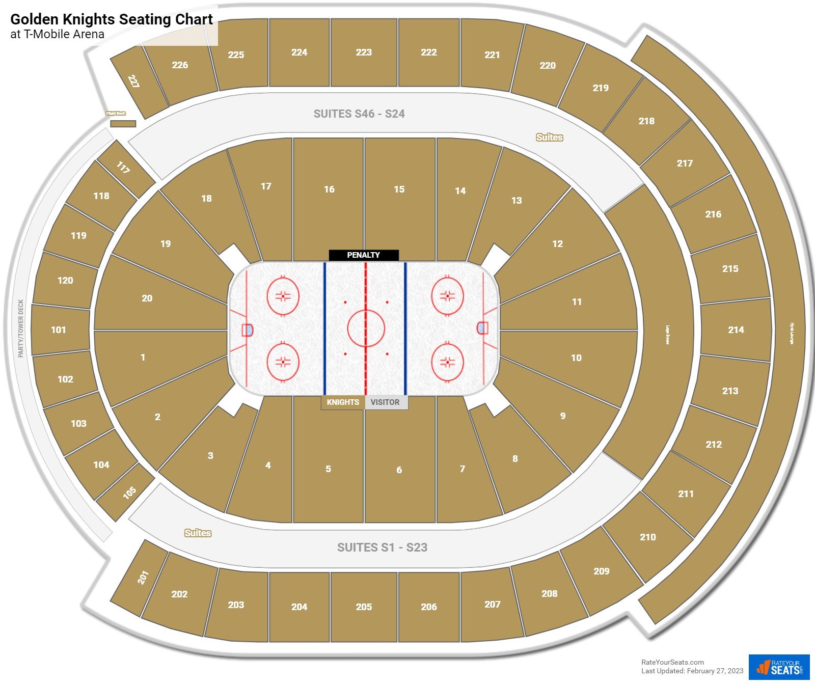 Vegas Golden Knights Seating Chart at T-Mobile Arena