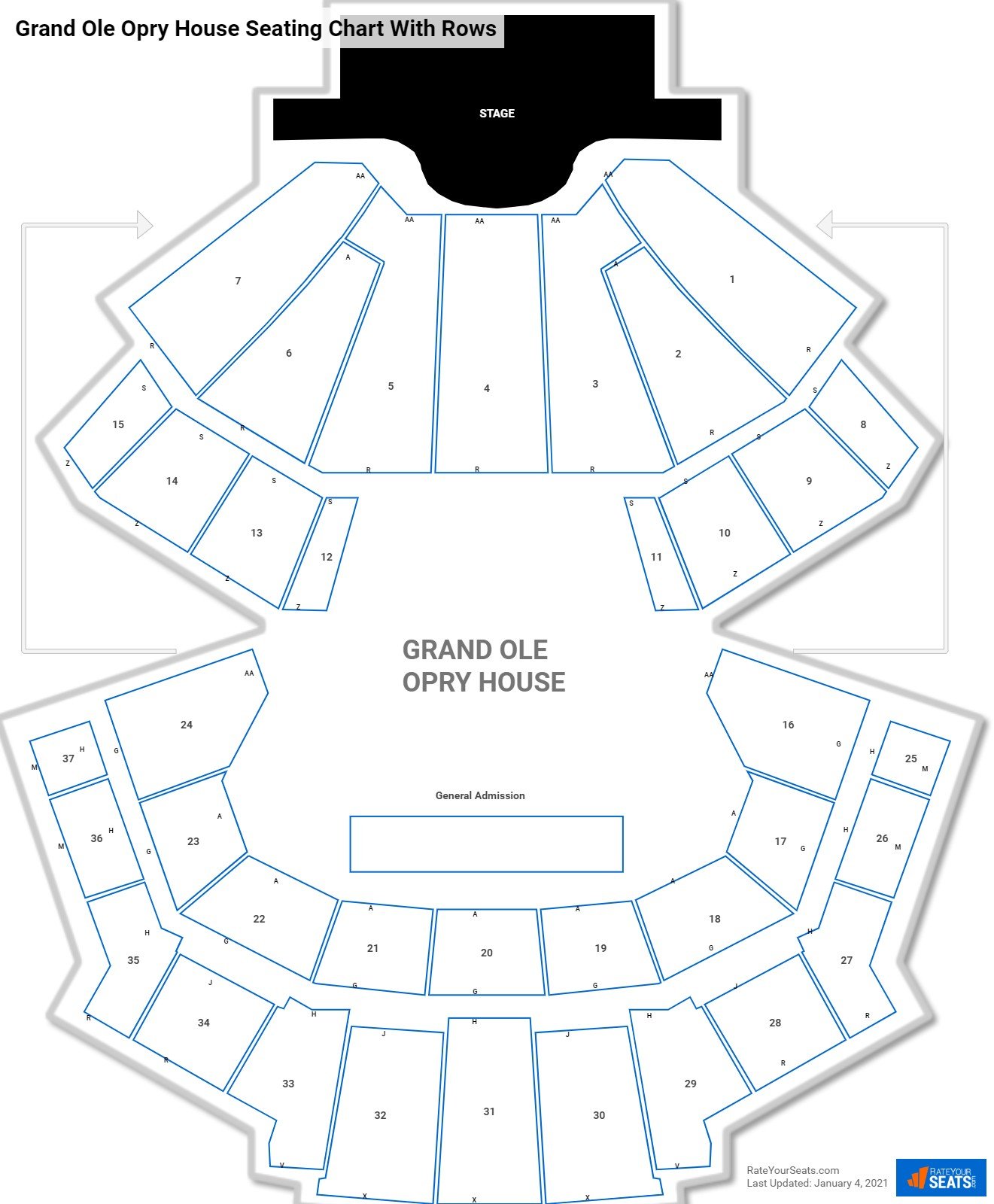 Grand Ole Opry Seating Map Grand Ole Opry House Seating Chart - Rateyourseats.com