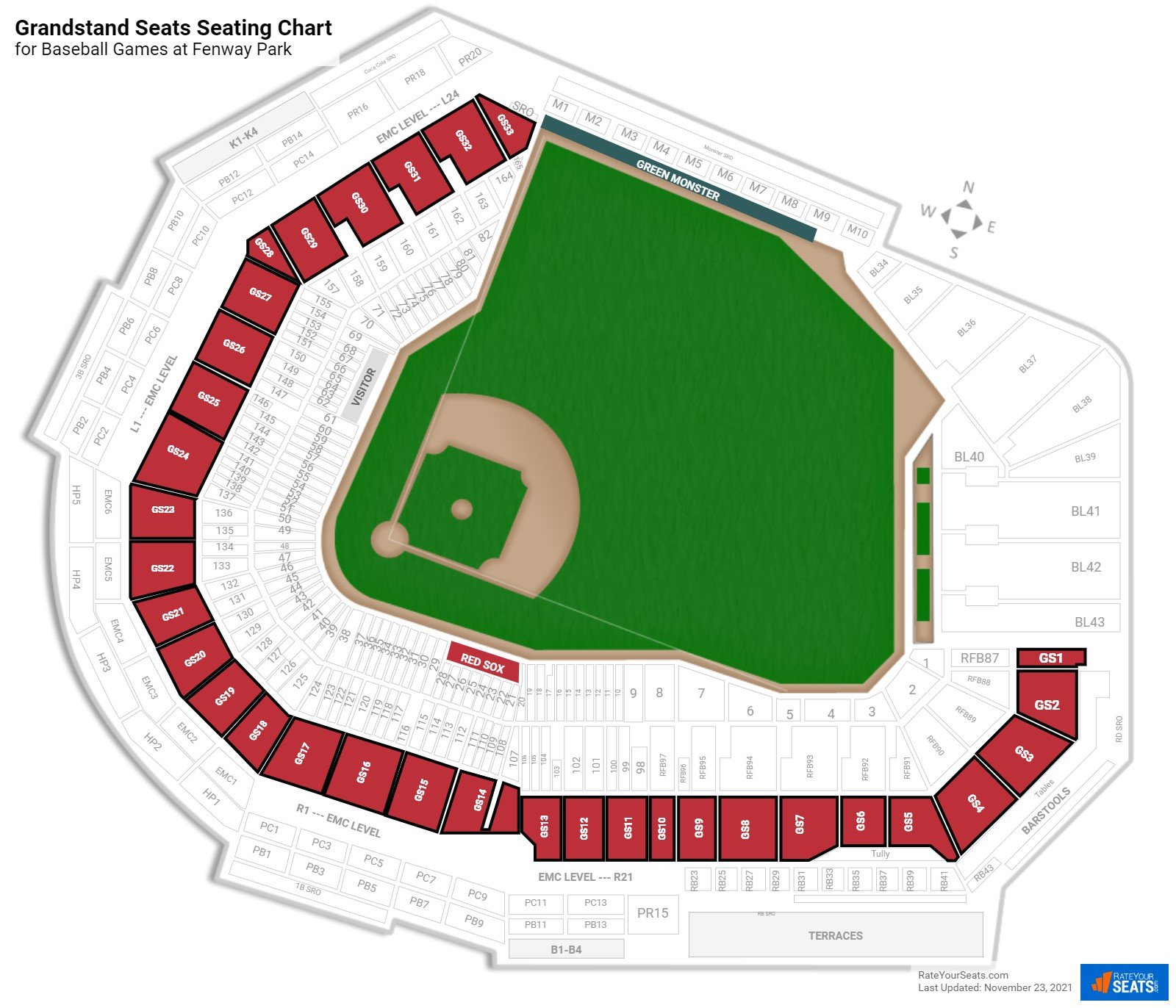 Fenway Park Grandstand Seats