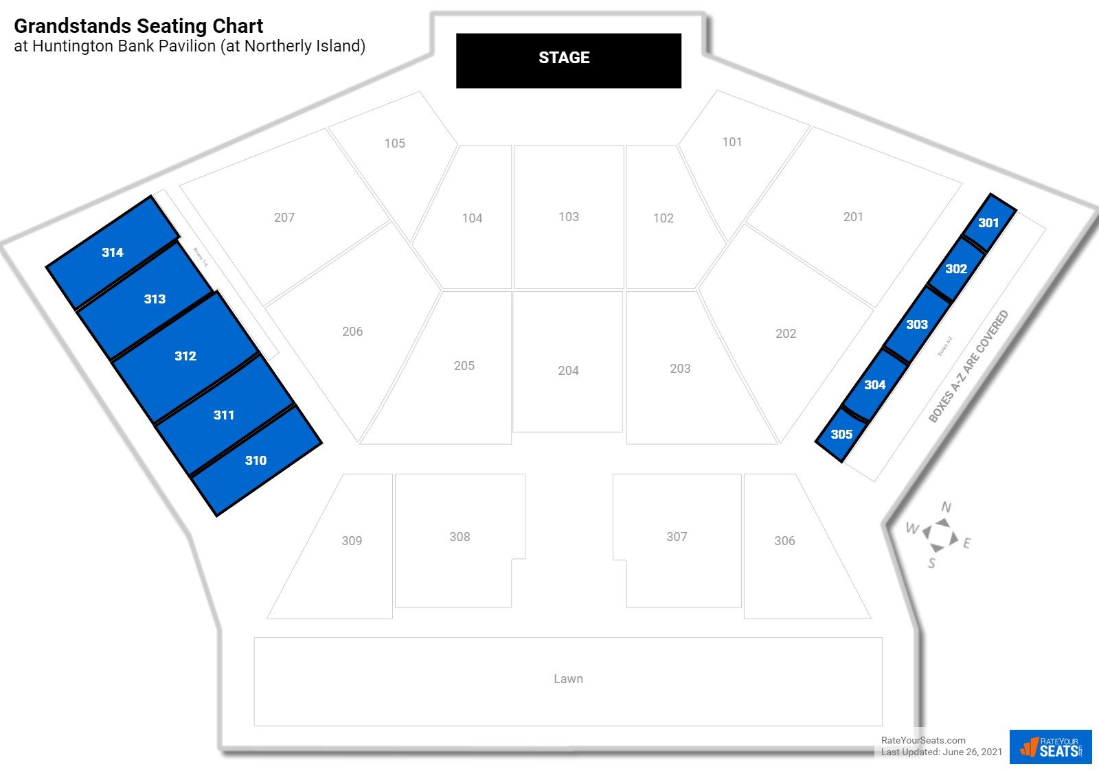 Concert Grandstands Seating Chart at Huntington Bank Pavilion (at Northerly Island)