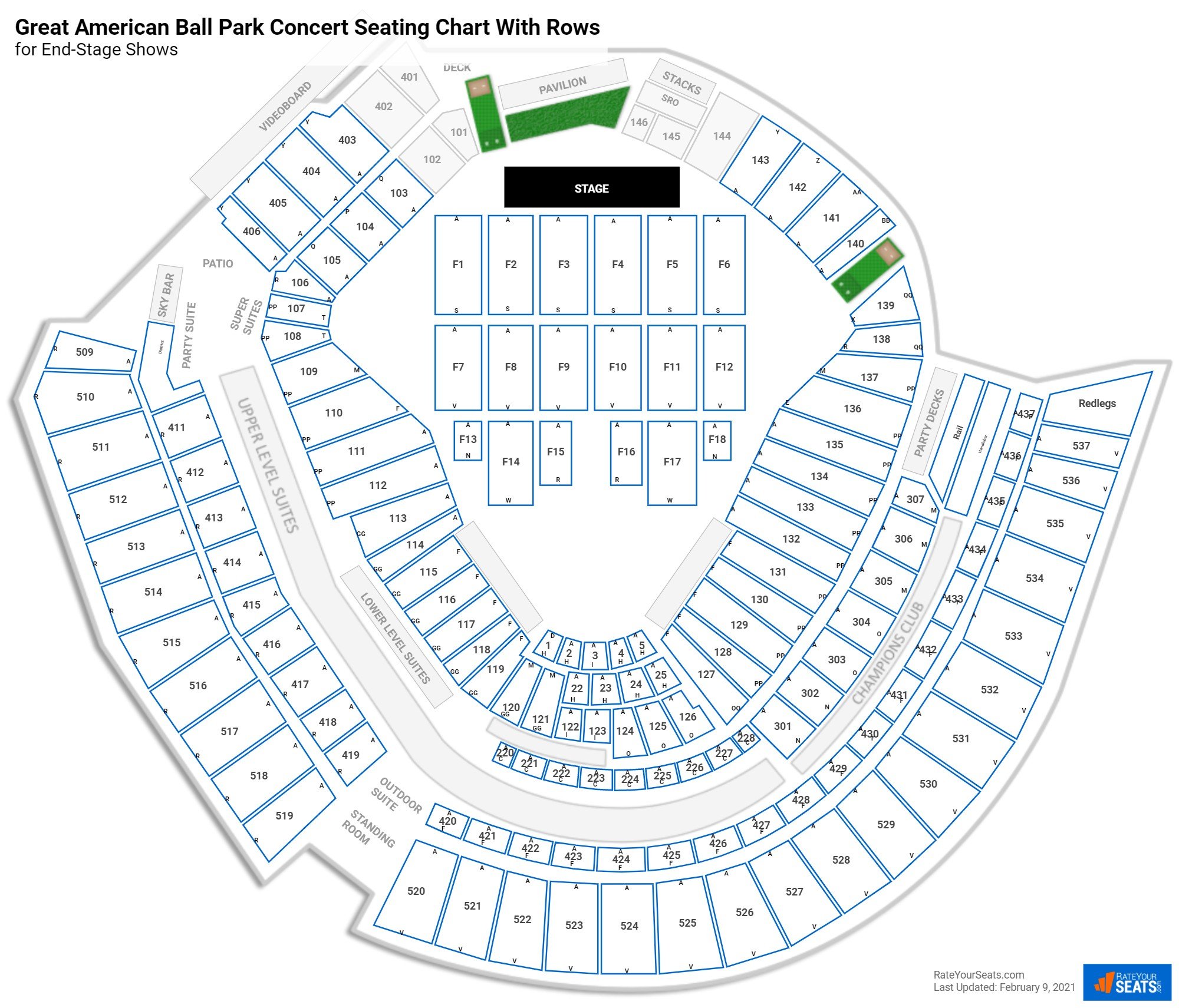 Great American Ball Park seating chart with rows concert