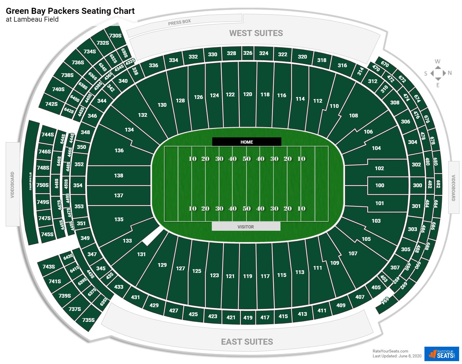 Lambeau Field Seating Chart Rateyourseats Com