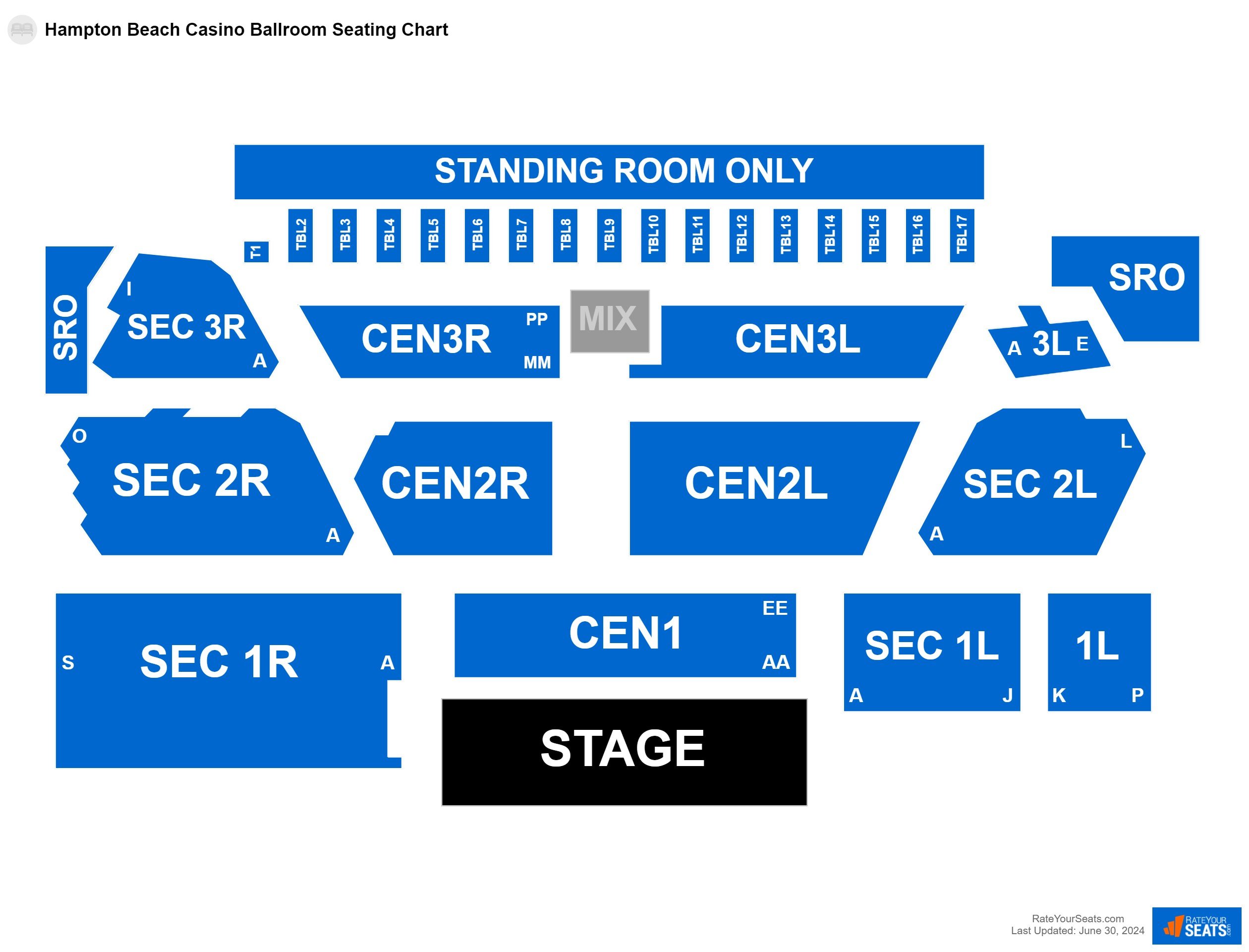 Interactive seating chart Comedy seating chart at Hampton Beach Casino Ballroom