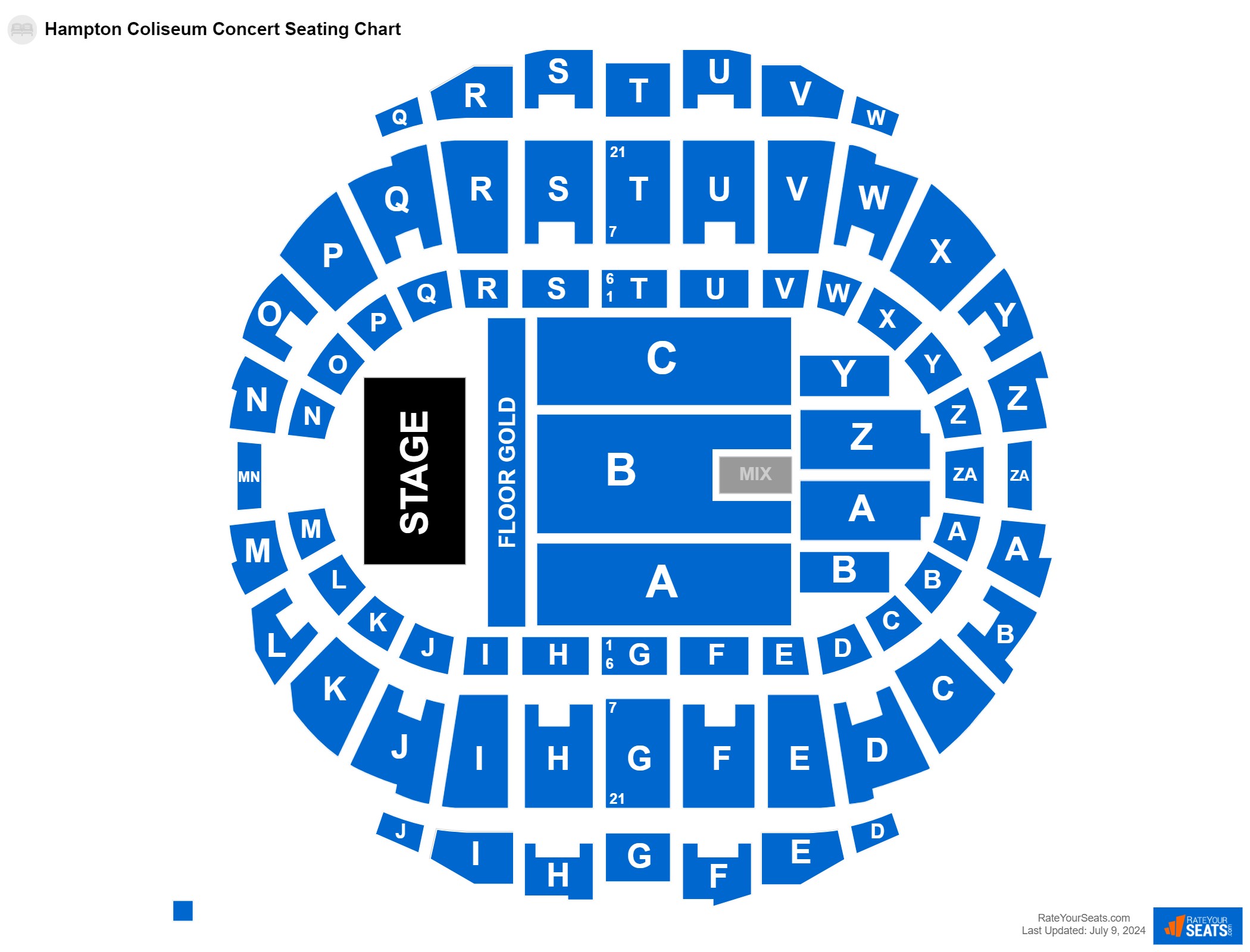 Interactive seating chart Concert seating chart at Hampton Coliseum