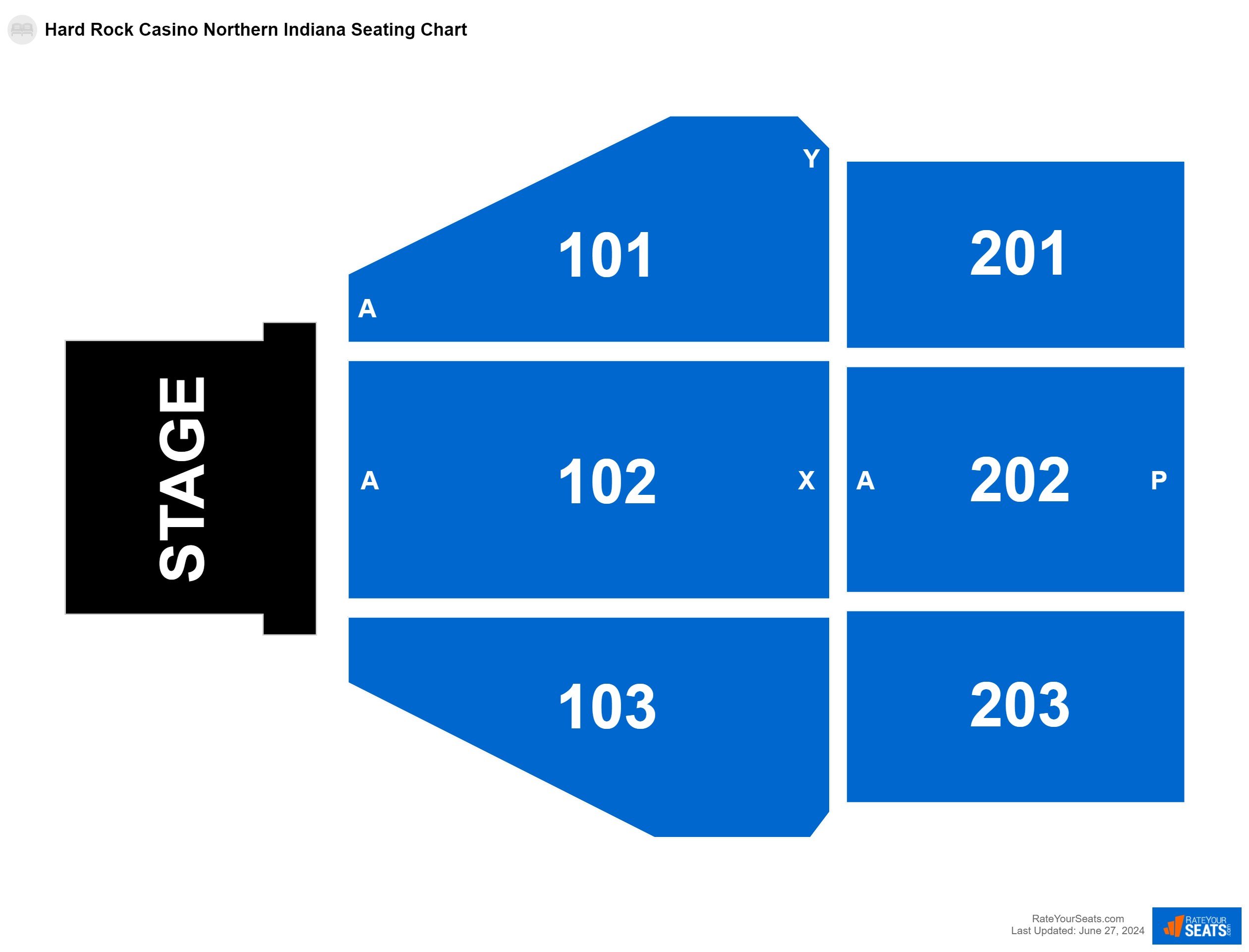 Interactive seating chart Comedy seating chart at Hard Rock Casino Northern Indiana