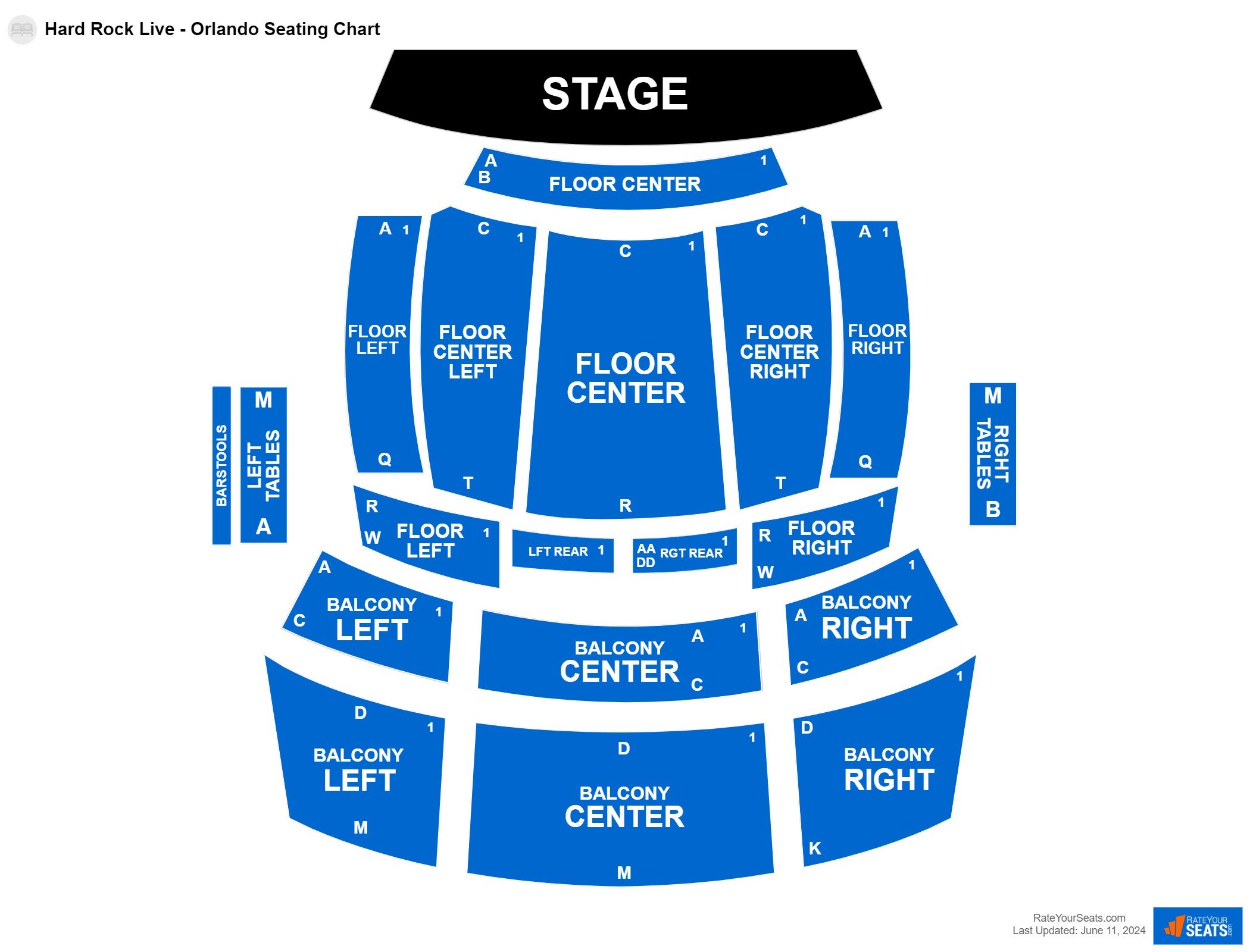 Interactive seating chart Comedy seating chart at Hard Rock Live - Orlando