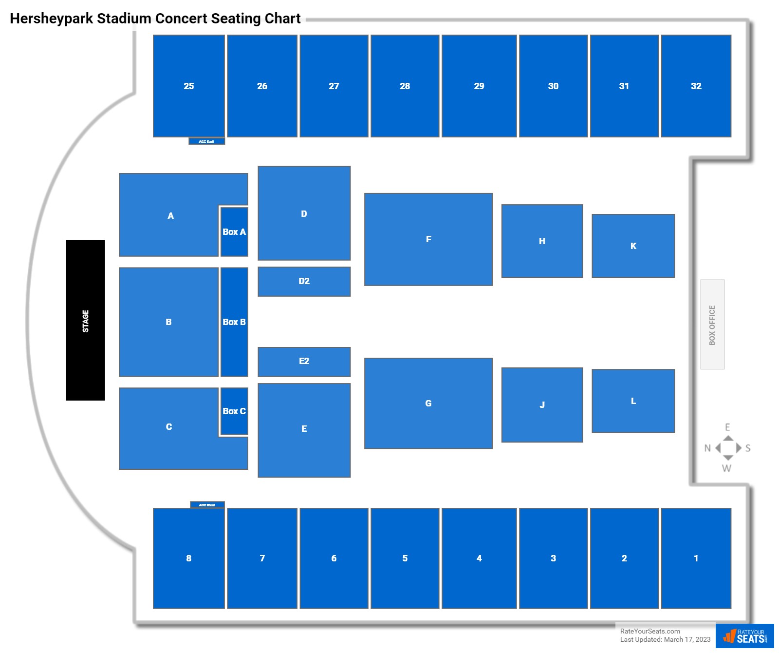 Detailed hersheypark stadium seating chart