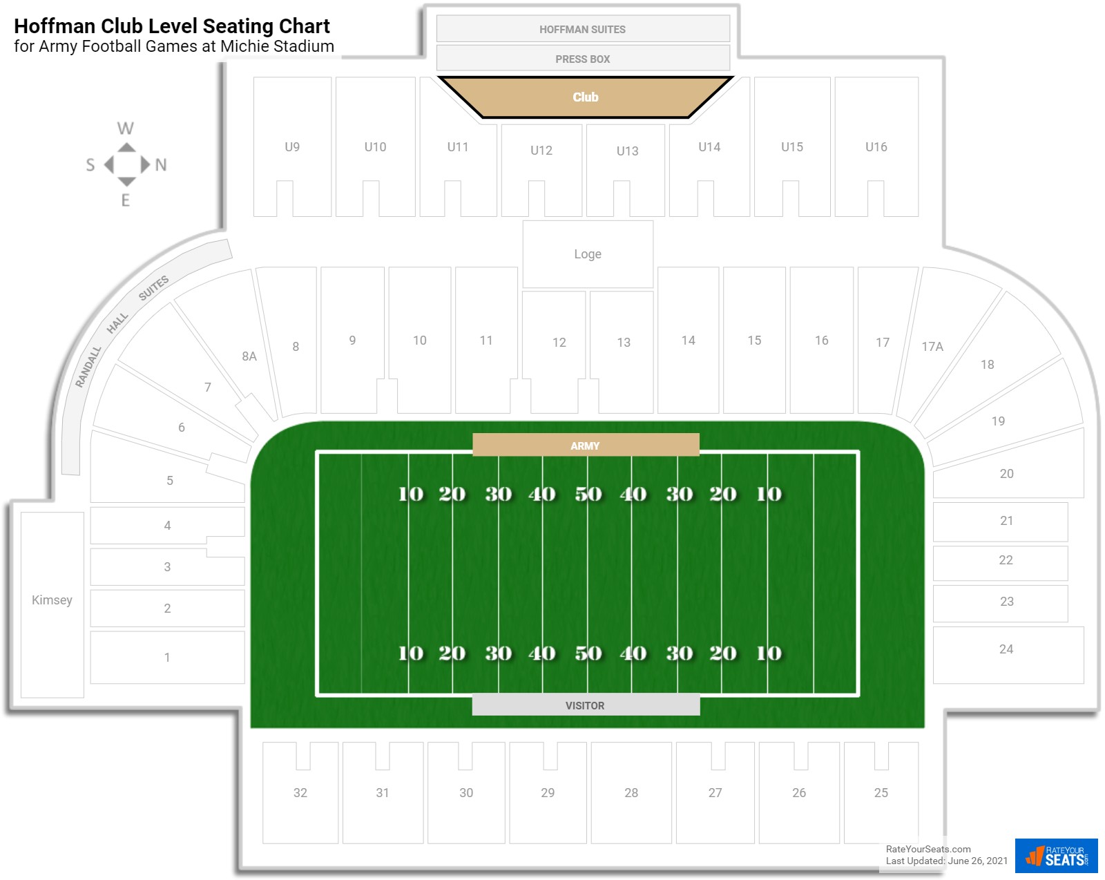click to enlarge Army Hoffman Club Level Seating Chart at Michie Stadium