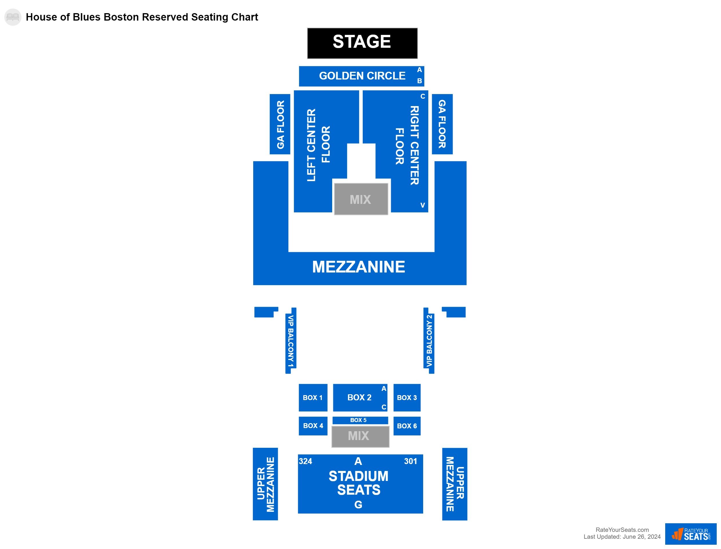 Interactive seating chart Comedy seating chart at Citizens House of Blues Boston