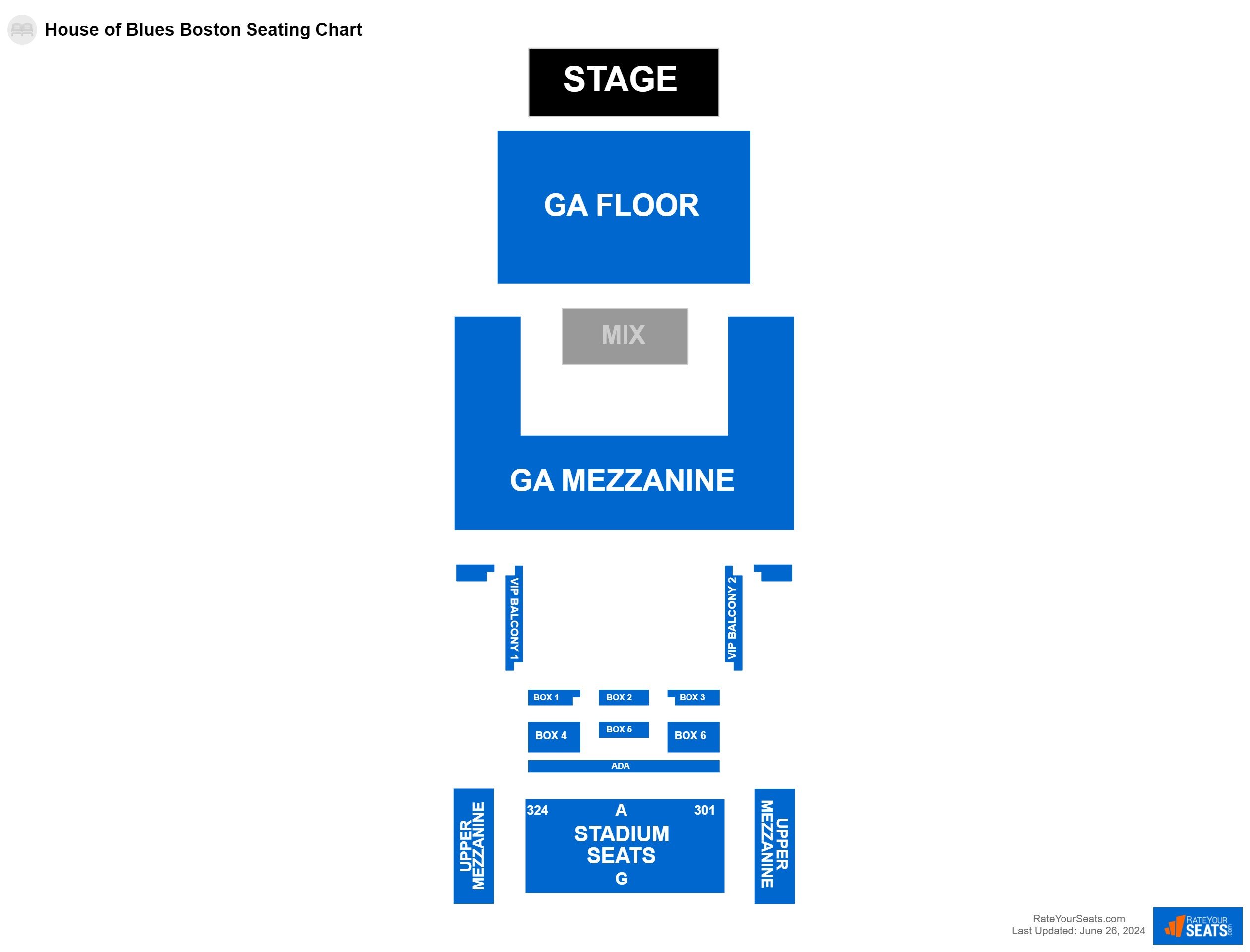 Interactive seating chart Concert seating chart at Citizens House of Blues Boston