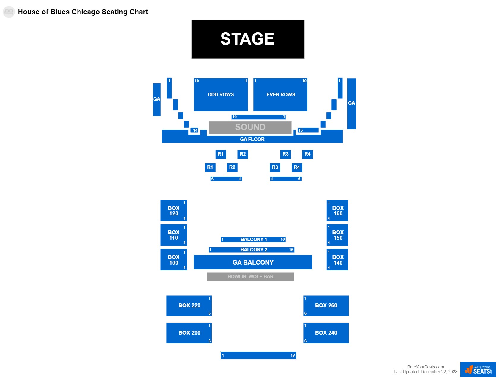 Concert seating chart at House of Blues Chicago