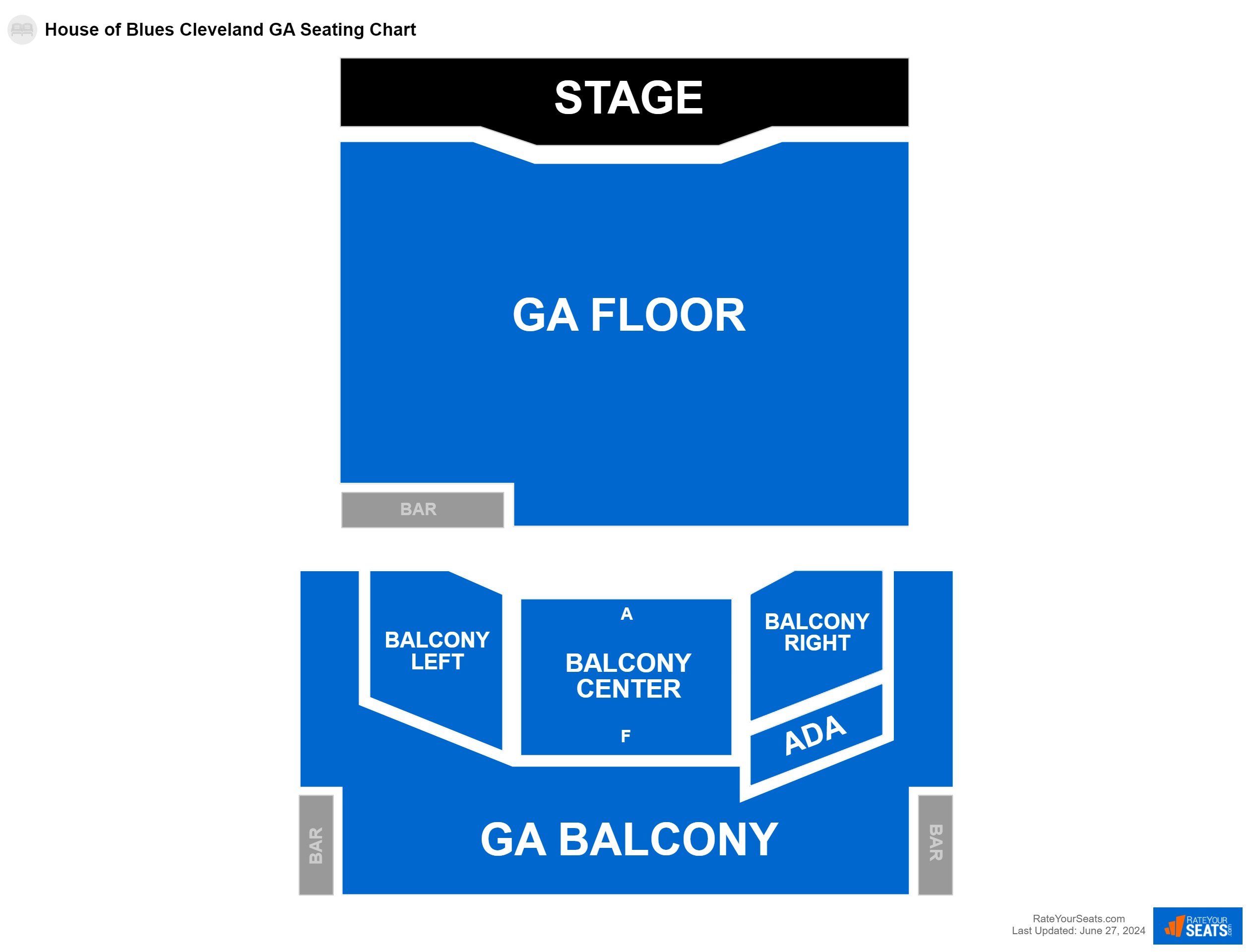 Interactive seating chart Concert seating chart at House of Blues Cleveland